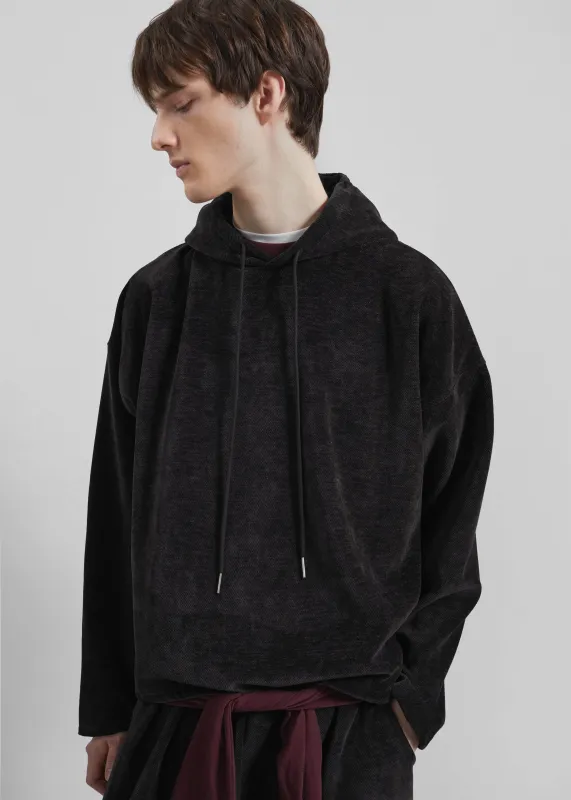 Caleb Velvet Hoodie - Black sold by Frankie Shop
