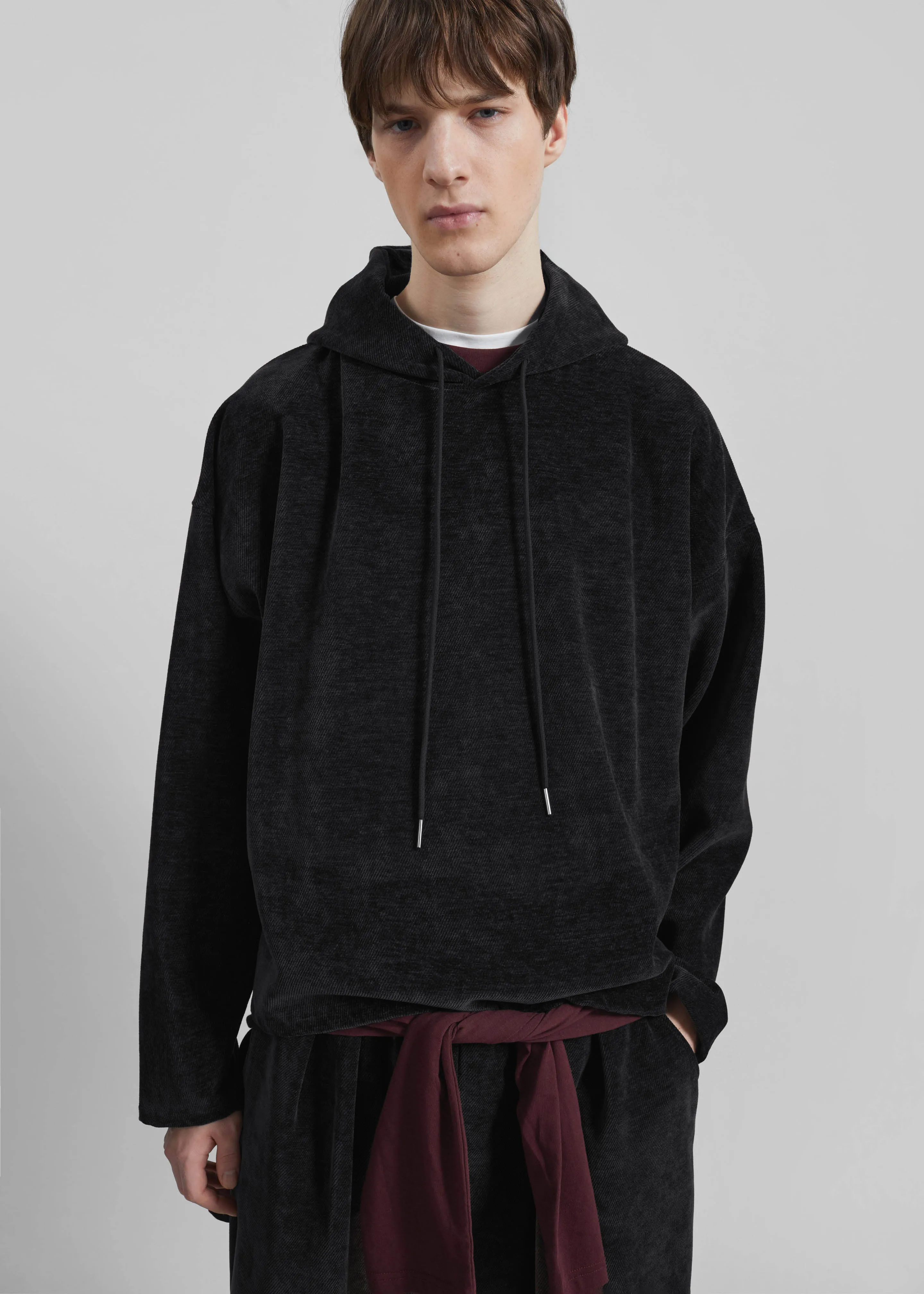 Caleb Velvet Hoodie - Black sold by Frankie Shop product image thumbnail 4