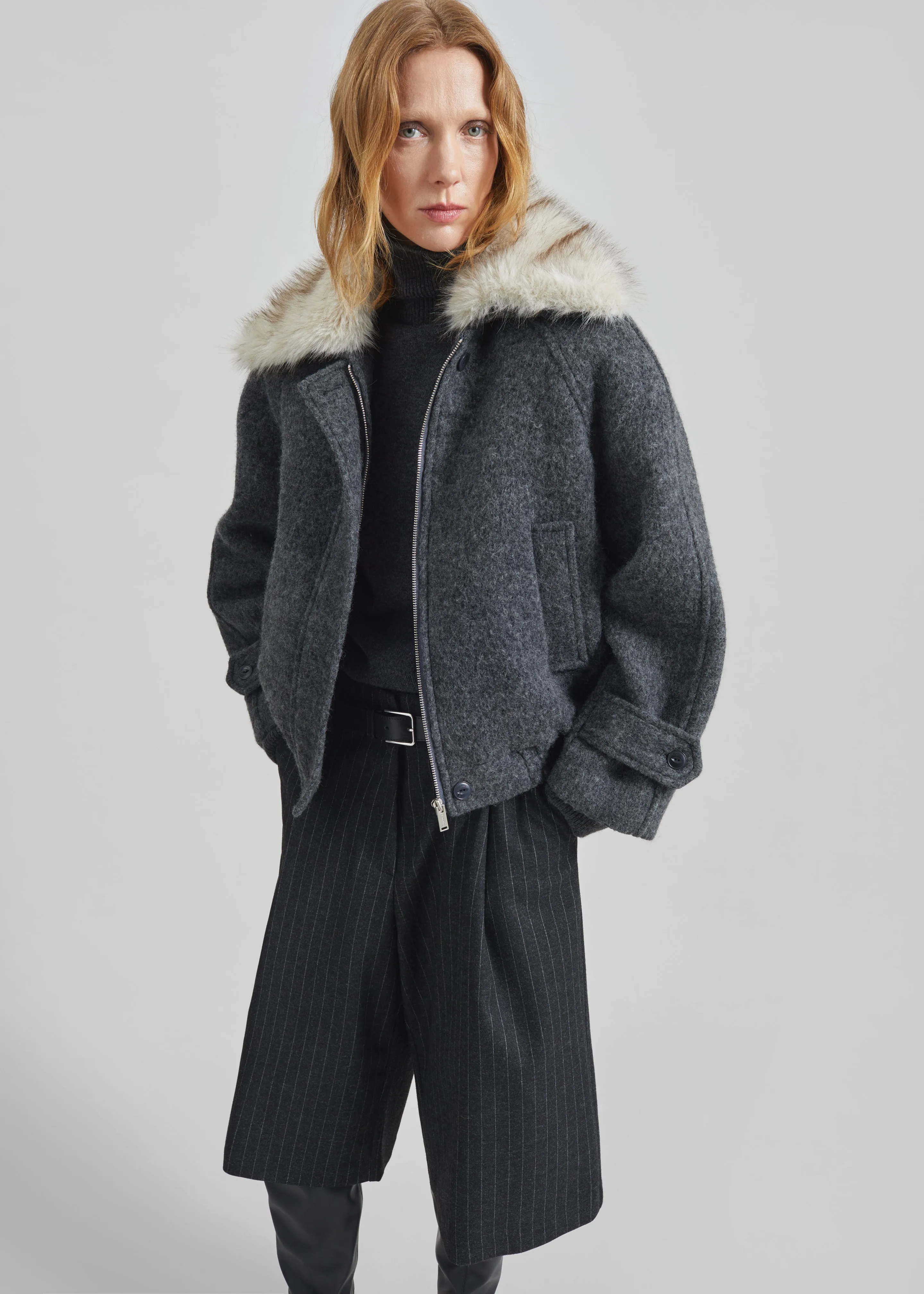 Nyborg Wool Quilted Jacket - Dark Grey sold by Frankie Shop product image thumbnail 3