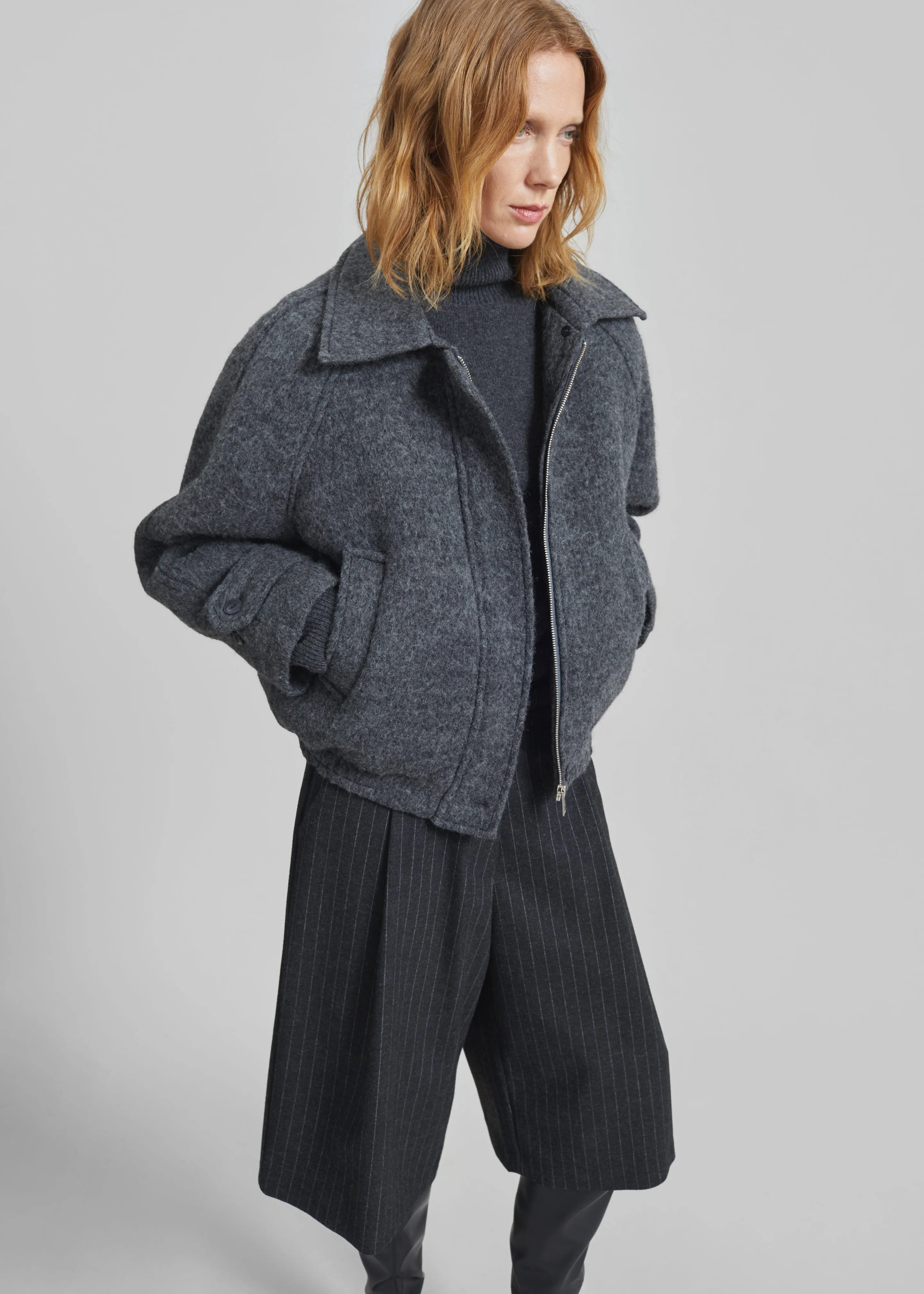 Nyborg Wool Quilted Jacket - Dark Grey sold by Frankie Shop product image thumbnail 2