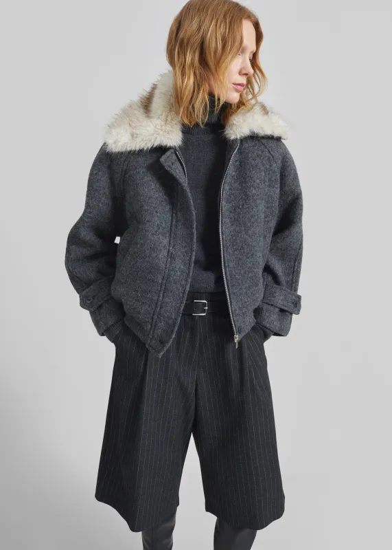 Nyborg Wool Quilted Jacket - Dark Grey sold by Frankie Shop