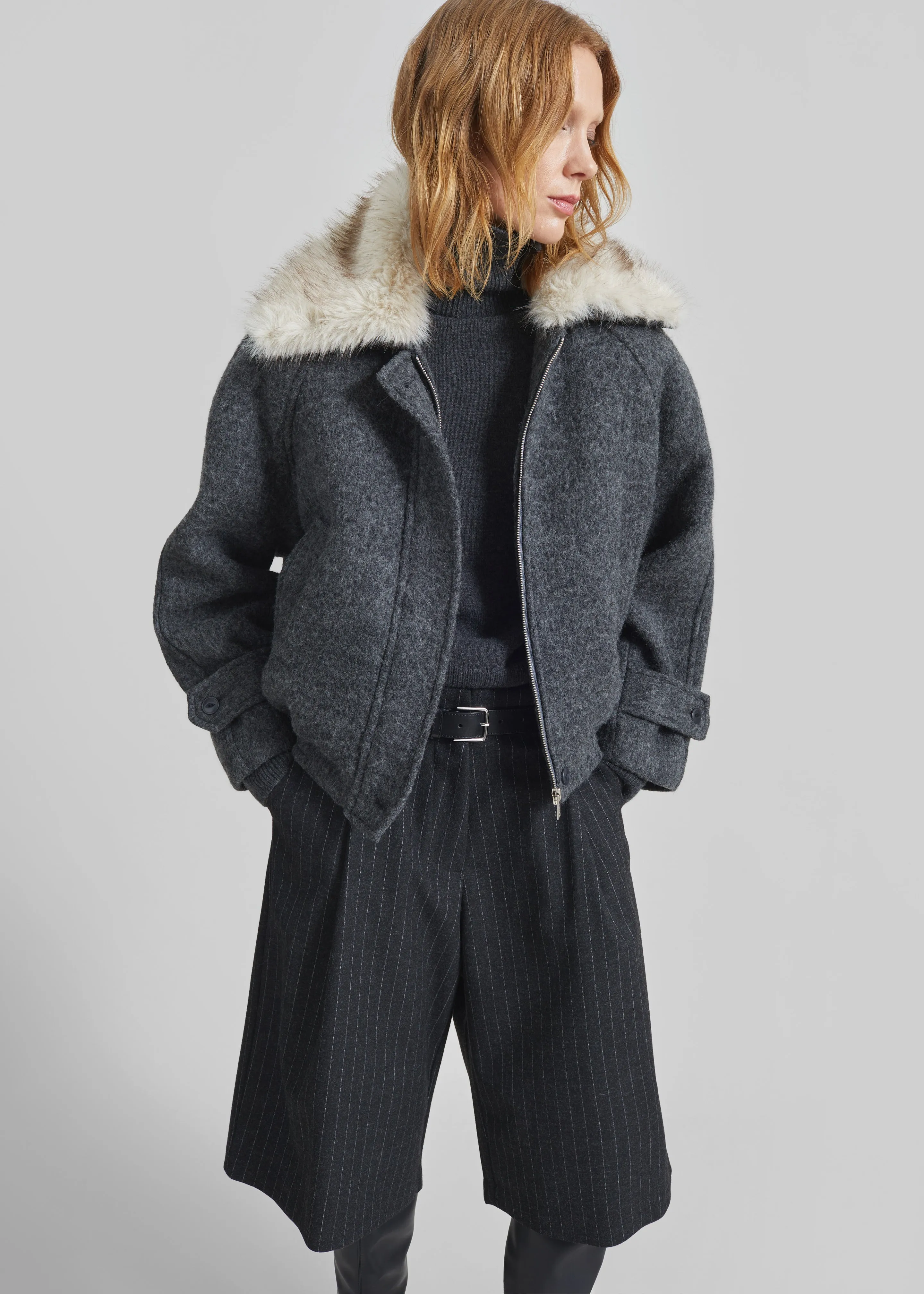 Nyborg Wool Quilted Jacket - Dark Grey sold by Frankie Shop