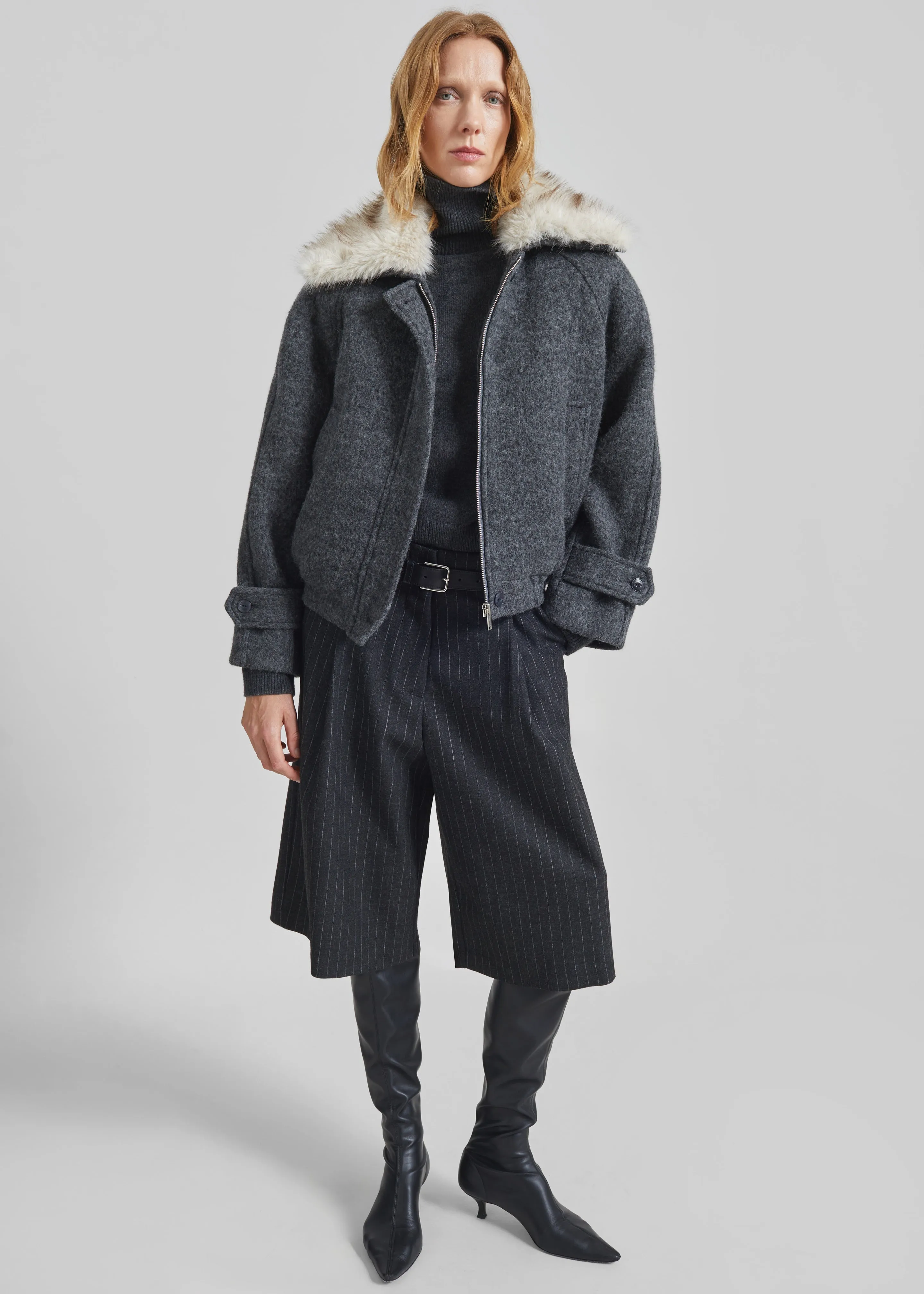 Nyborg Wool Quilted Jacket - Dark Grey sold by Frankie Shop product image thumbnail 4