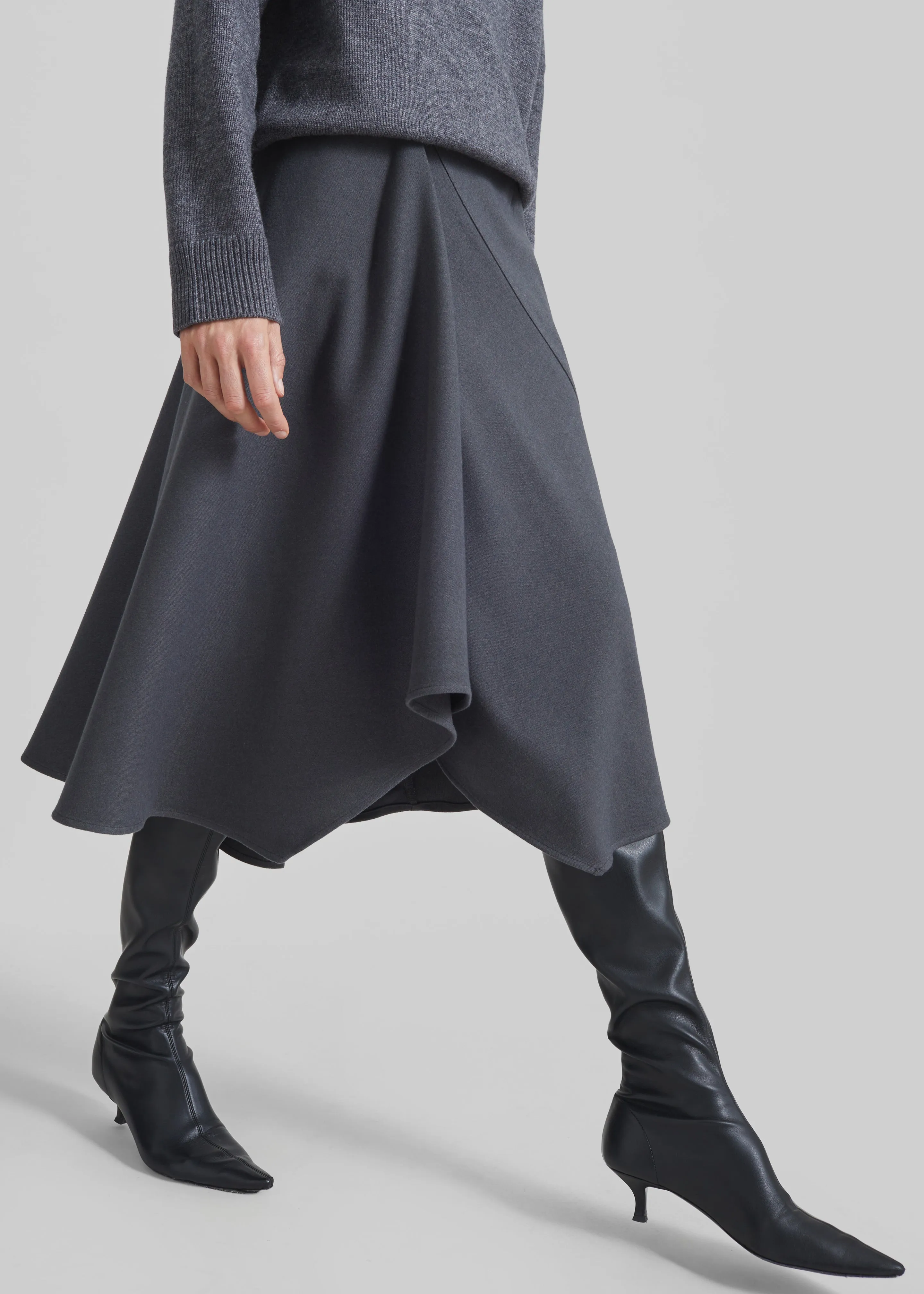 Bayel Flared Midi Skirt - Dark Grey sold by Frankie Shop product image thumbnail 5
