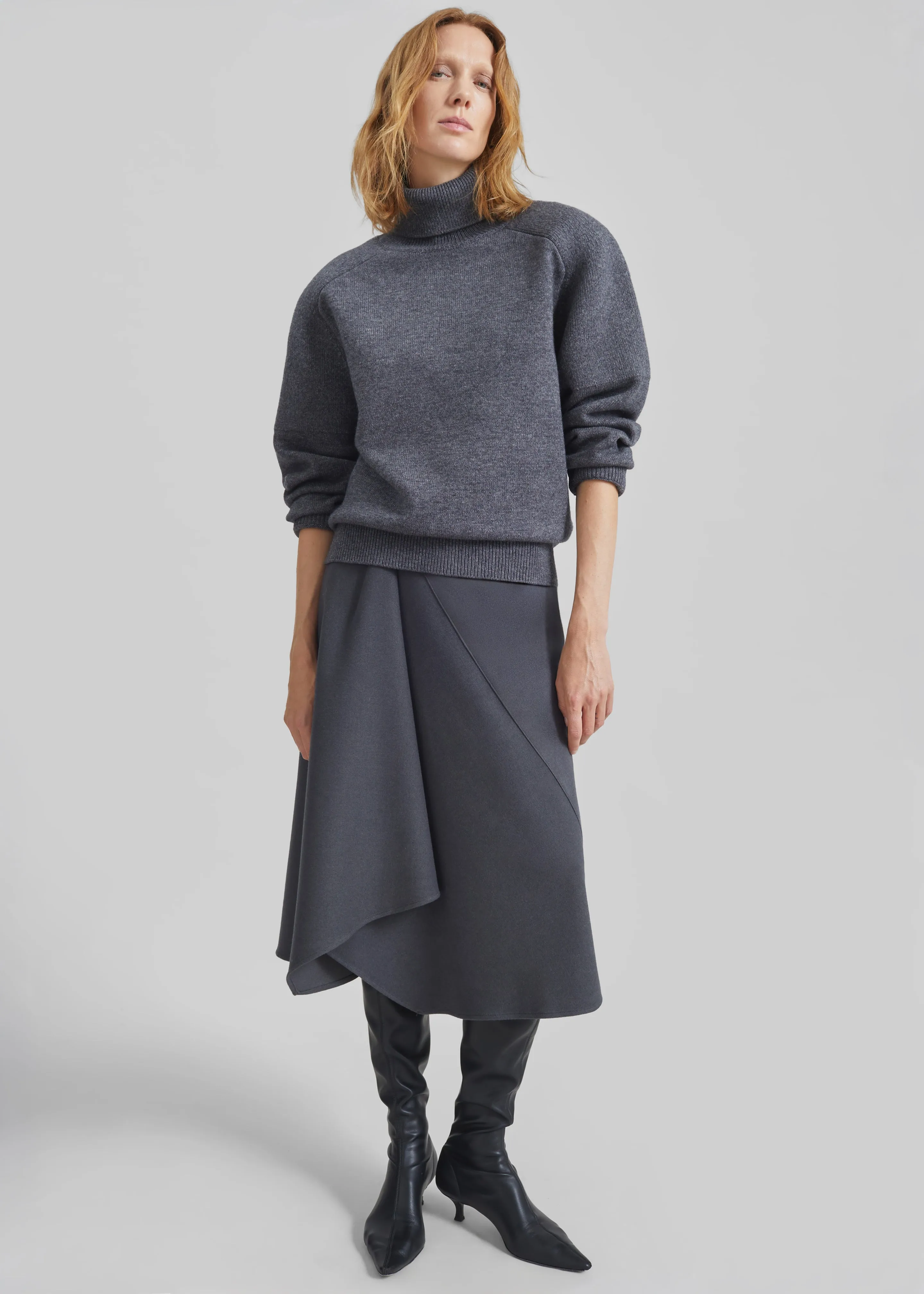 Bayel Flared Midi Skirt - Dark Grey sold by Frankie Shop product image thumbnail 2