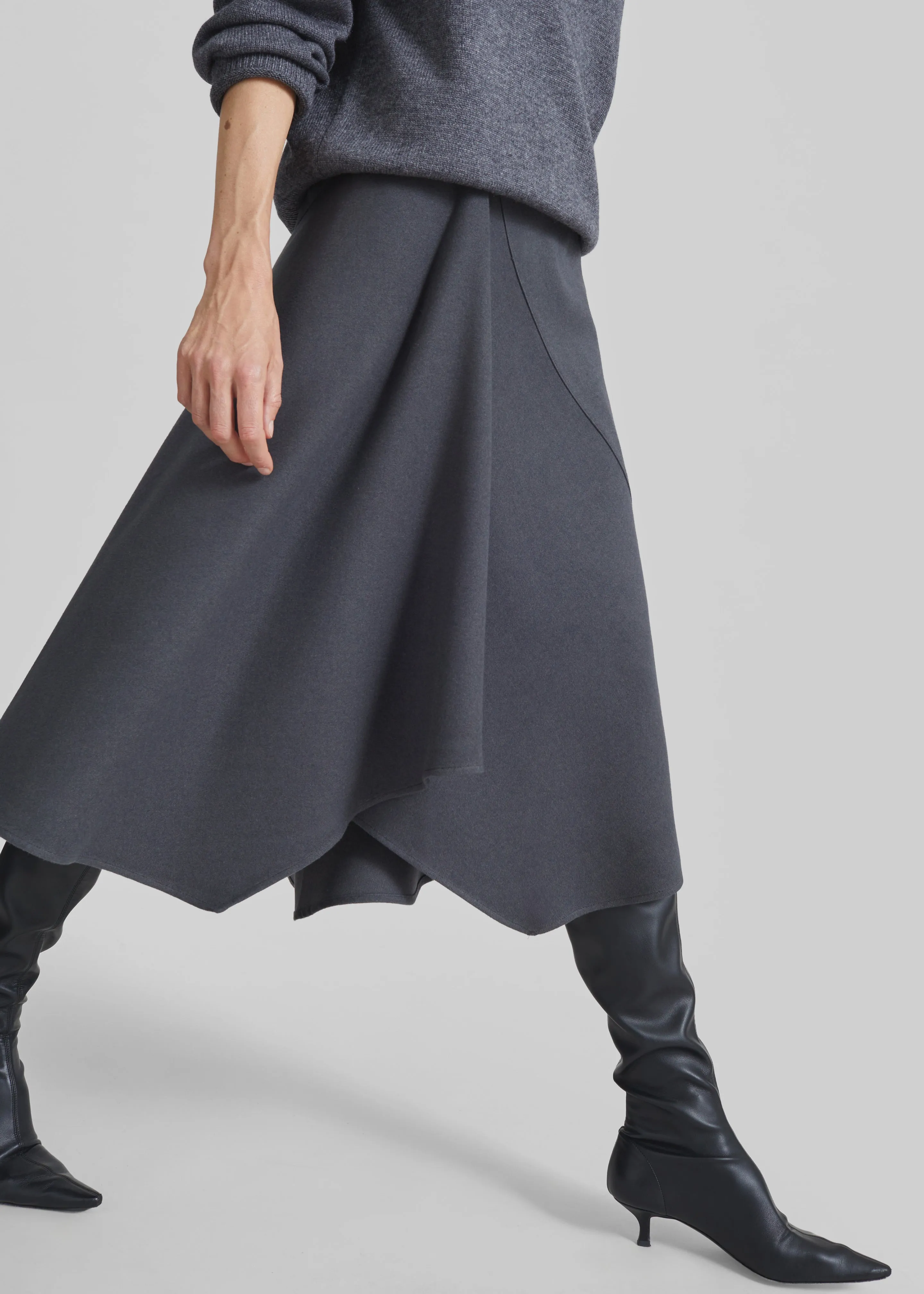 Bayel Flared Midi Skirt - Dark Grey sold by Frankie Shop product image thumbnail 3