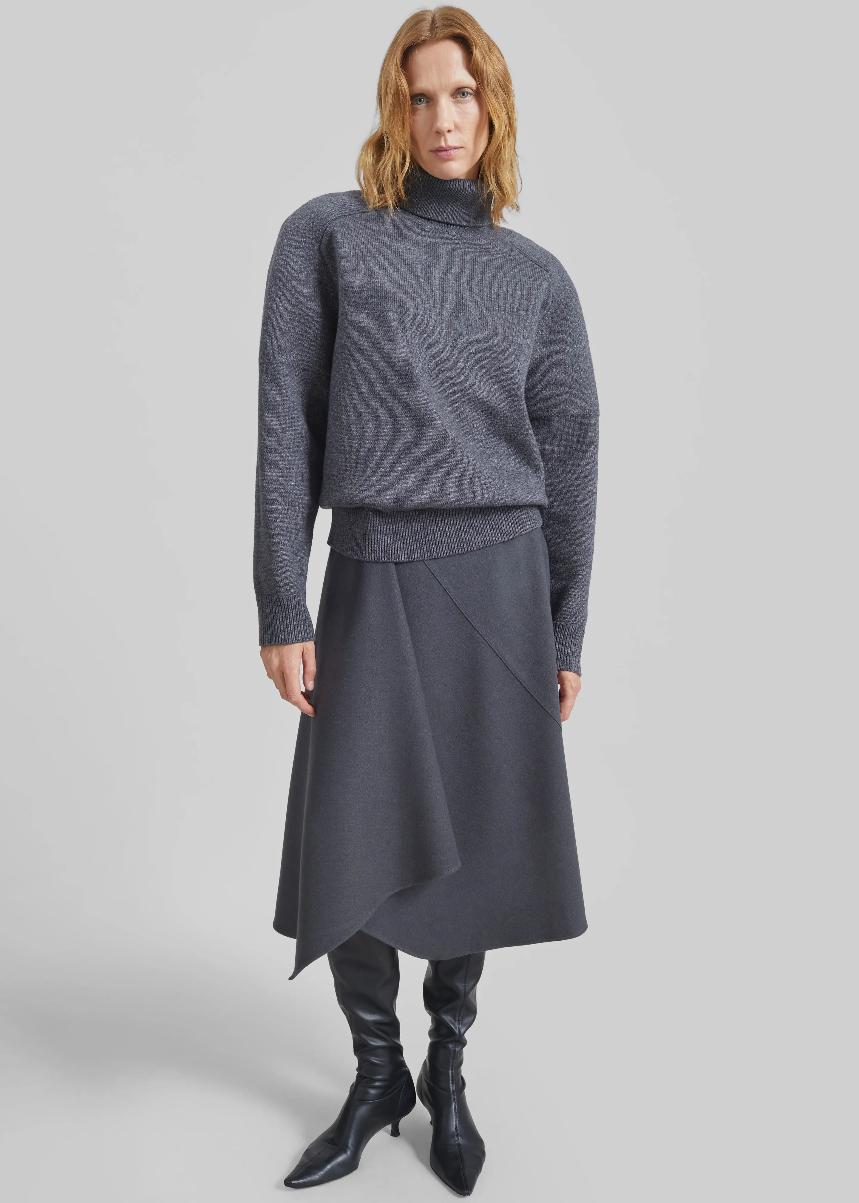 Bayel Flared Midi Skirt - Dark Grey sold by Frankie Shop product image thumbnail 4