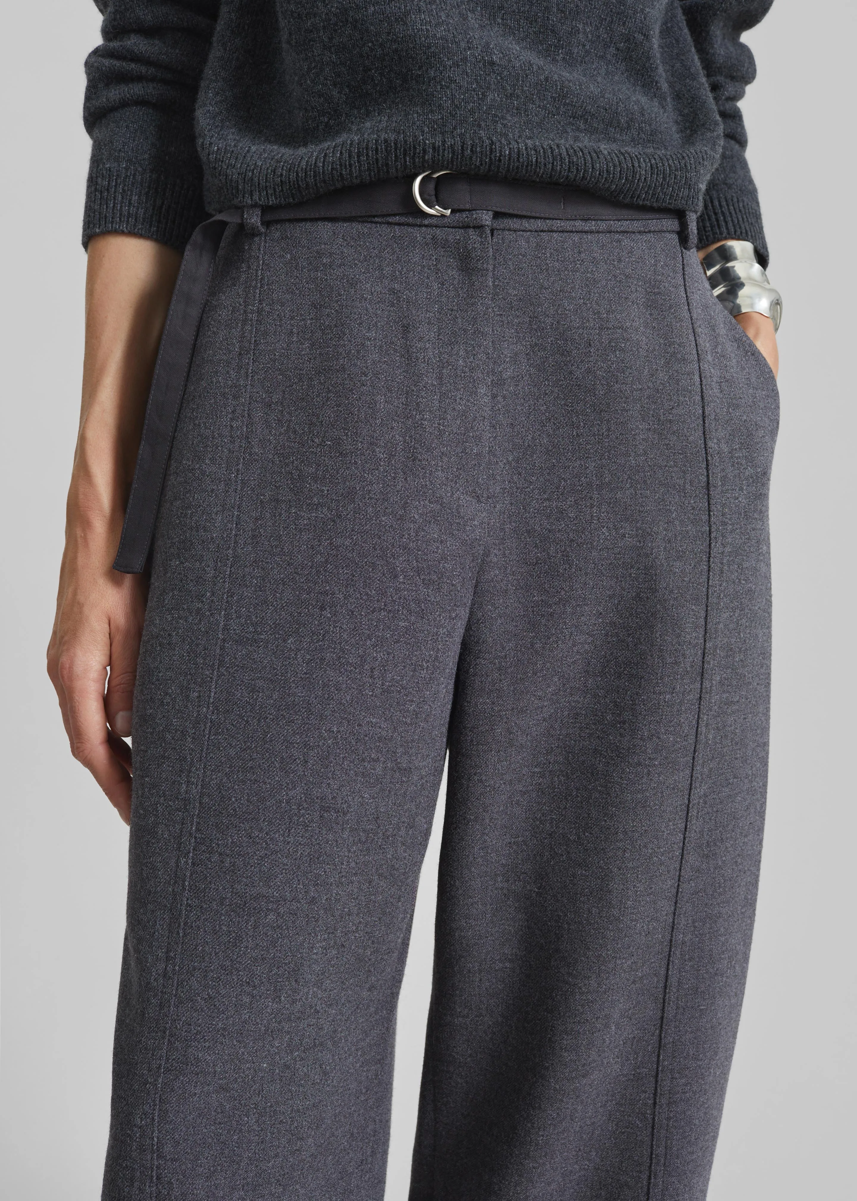 Sanve Tapered Leg Pants - Dark Grey Melange sold by Frankie Shop product image thumbnail 3
