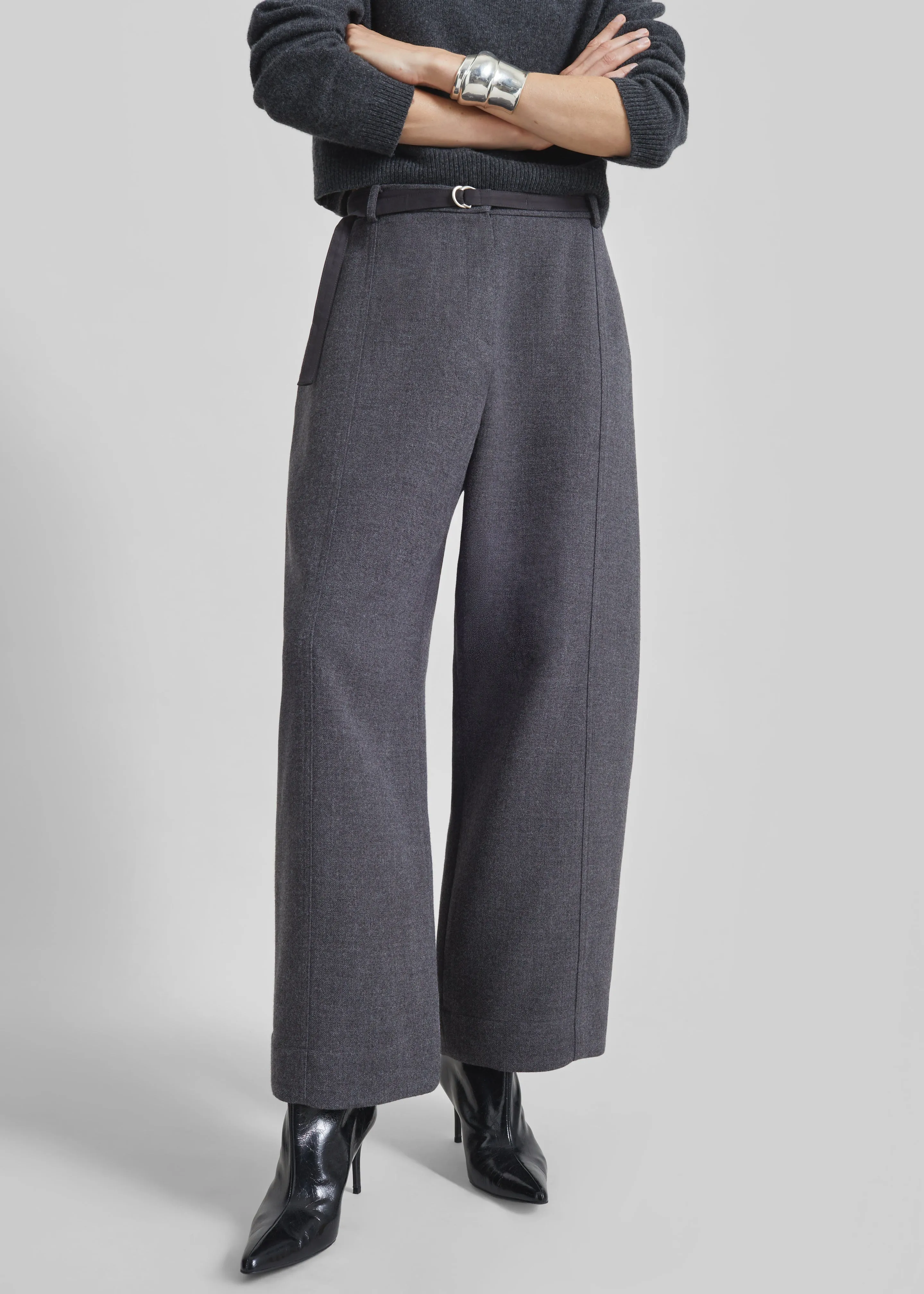 Sanve Tapered Leg Pants - Dark Grey Melange sold by Frankie Shop product image thumbnail 5