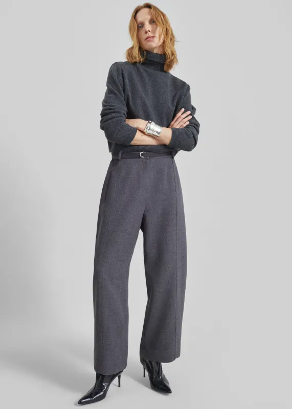 Sanve Tapered Leg Pants - Dark Grey Melange sold by Frankie Shop