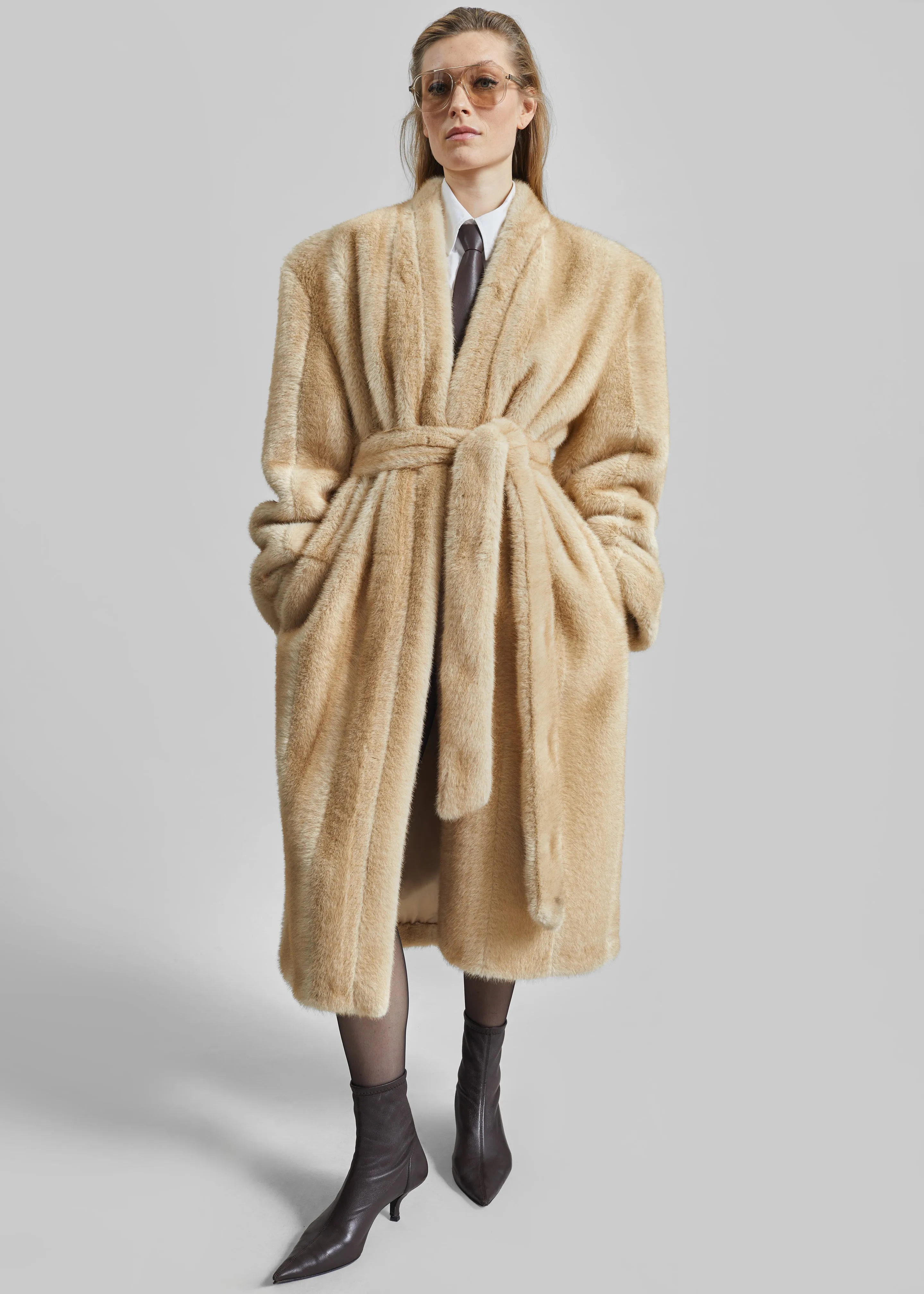 Destiny Padded Faux Fur Coat - Beige sold by Frankie Shop product image thumbnail 4