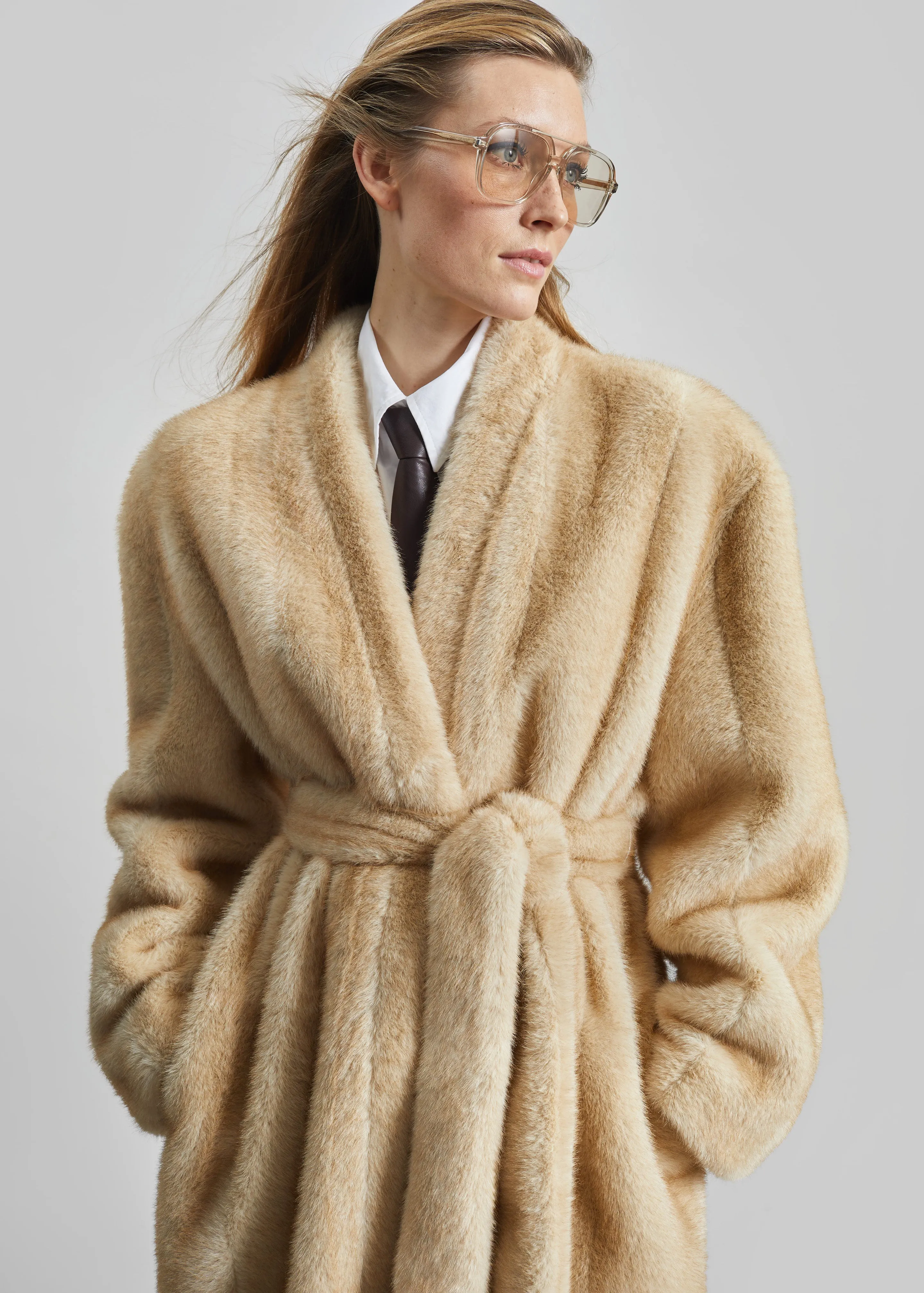 Destiny Padded Faux Fur Coat - Beige sold by Frankie Shop product image thumbnail 2