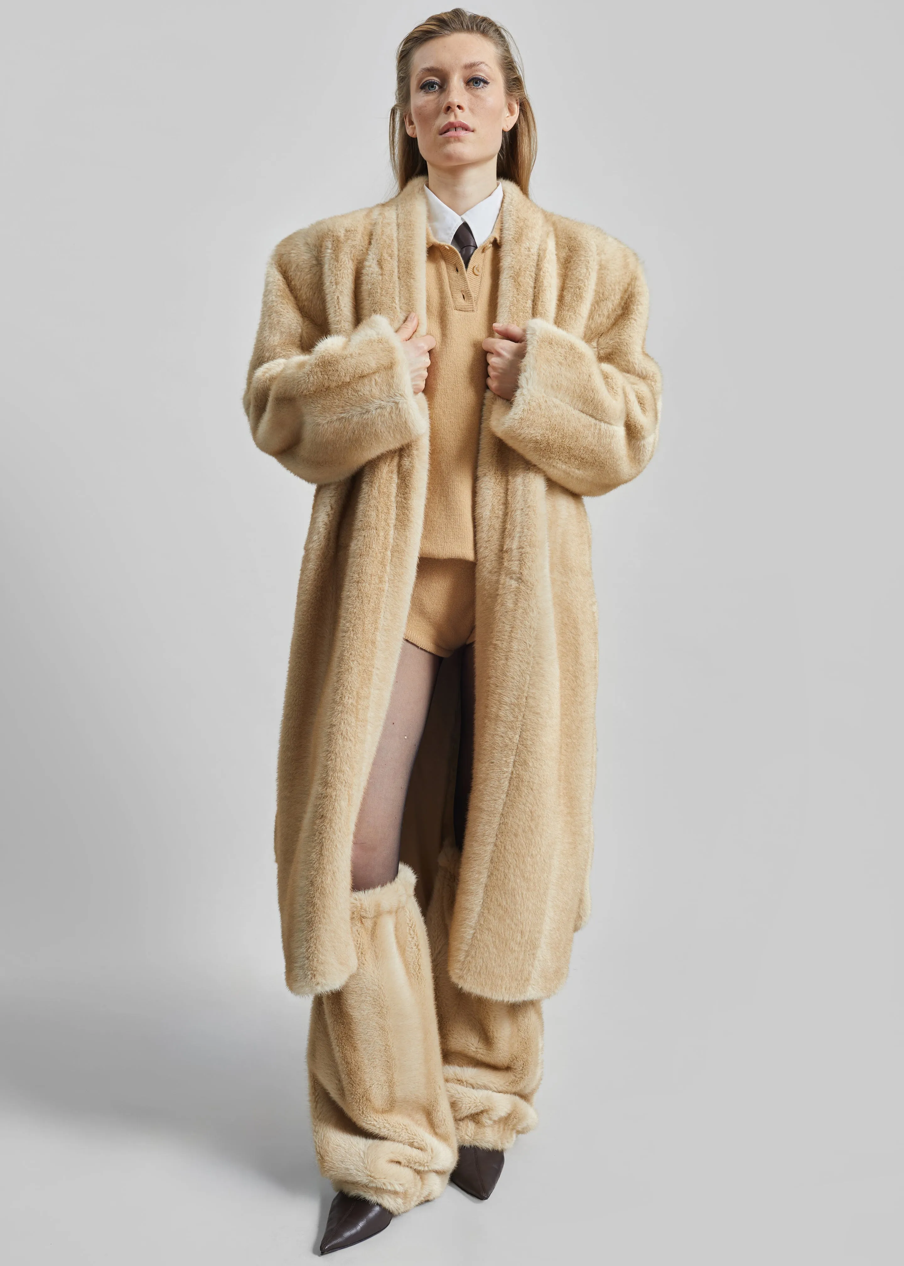 Destiny Padded Faux Fur Coat - Beige sold by Frankie Shop product image thumbnail 3