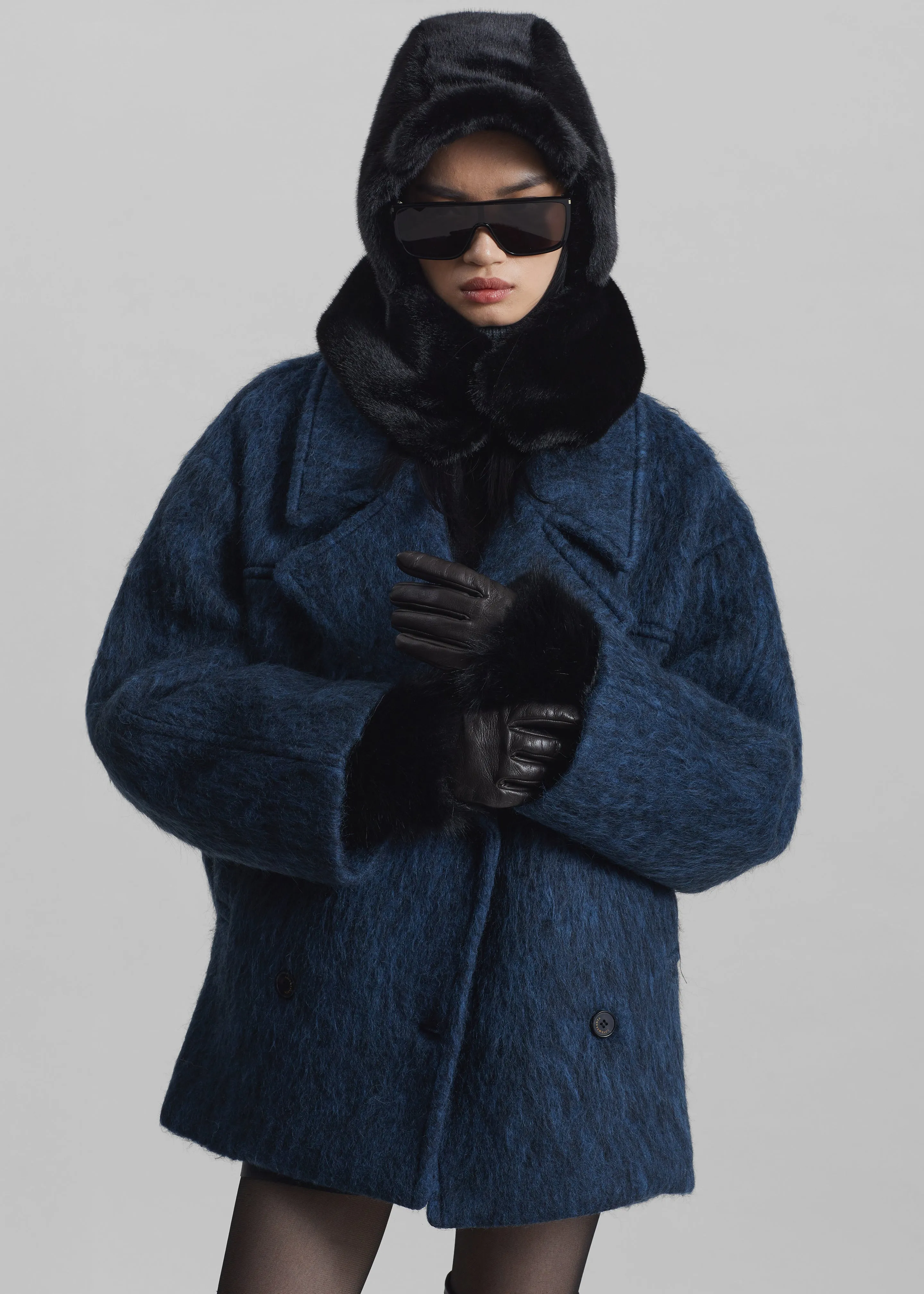 Clara Faux Fur Short Gloves - Black sold by Frankie Shop product image thumbnail 2