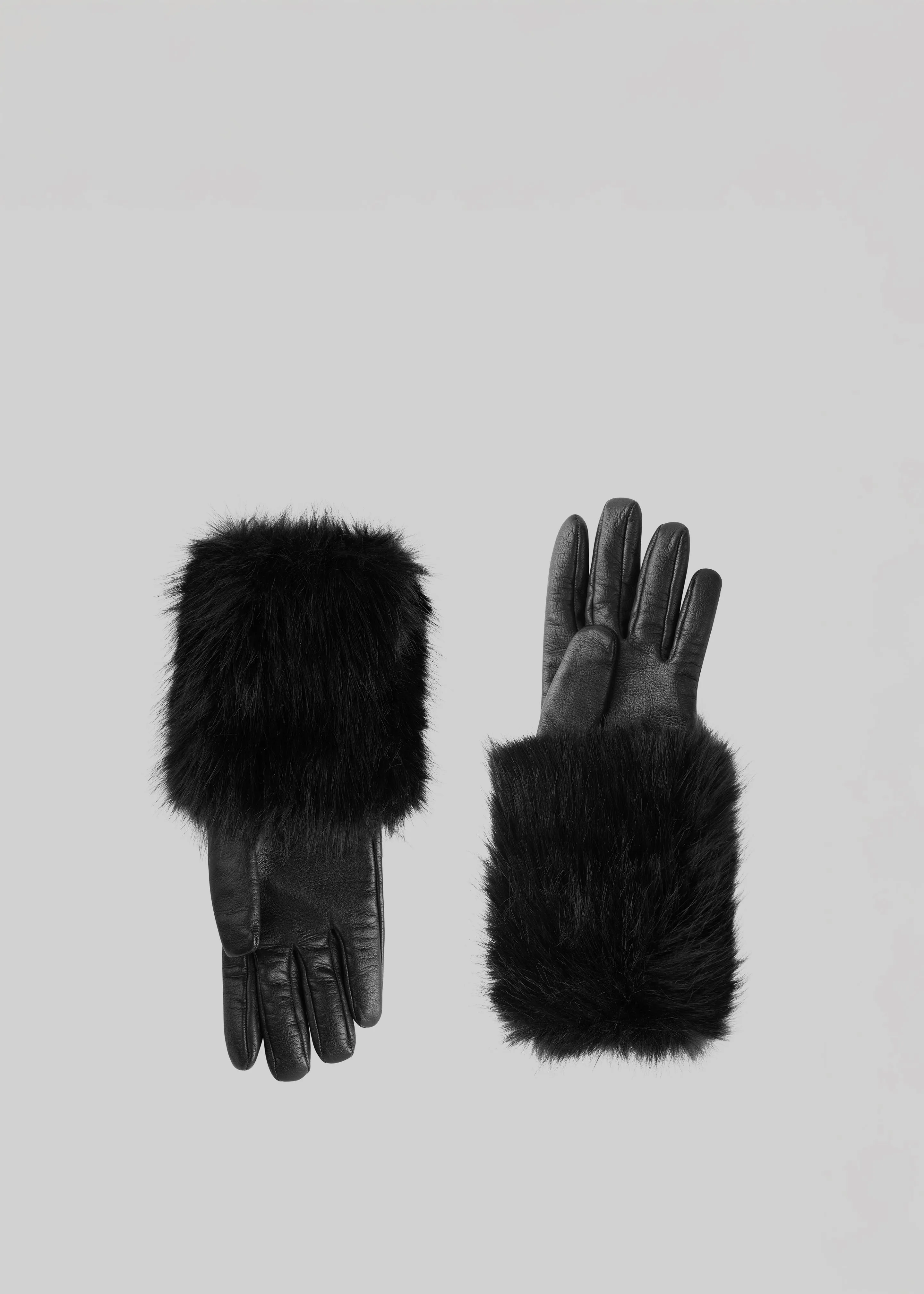 Clara Faux Fur Short Gloves - Black sold by Frankie Shop