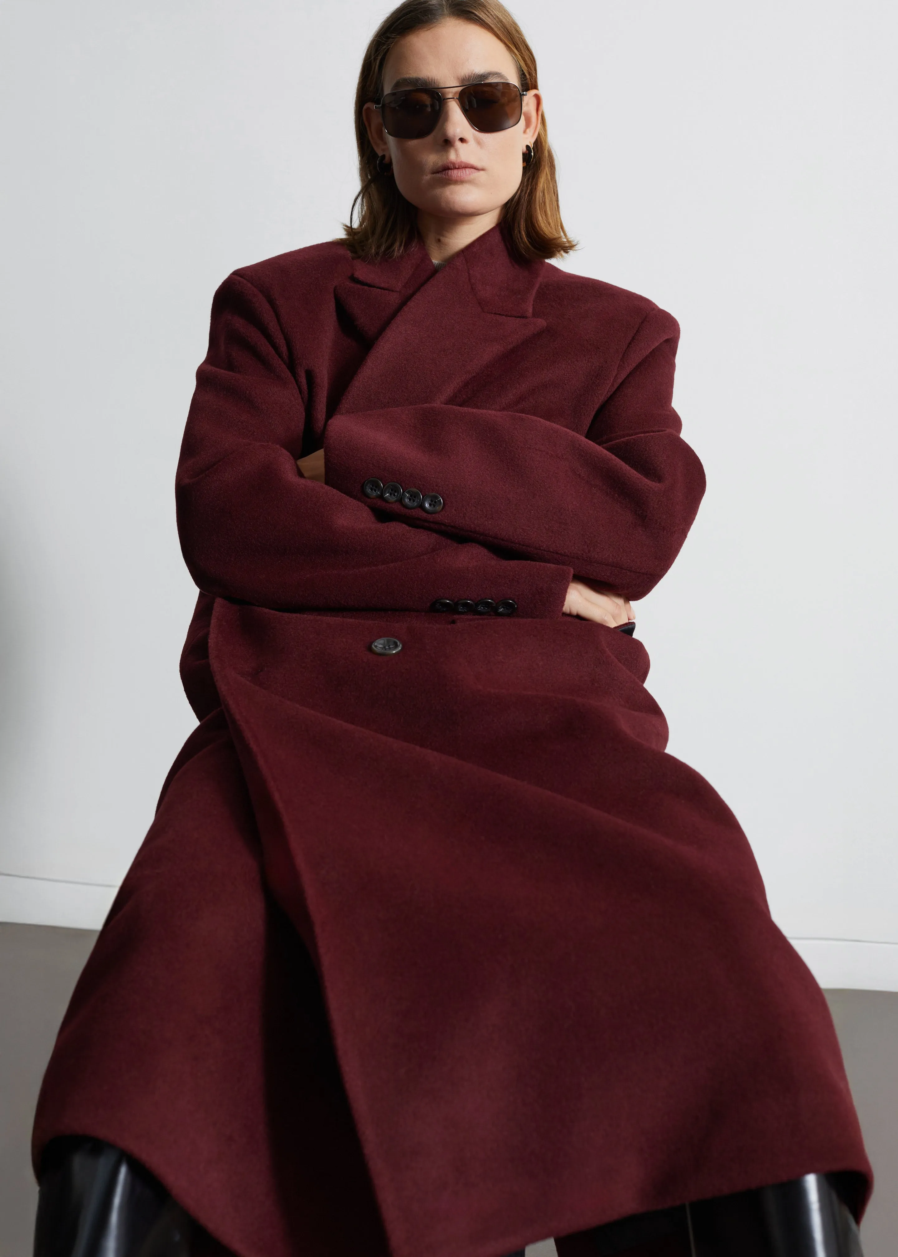 Skaila Double-Breasted Coat - Burgundy sold by Frankie Shop product image thumbnail 5