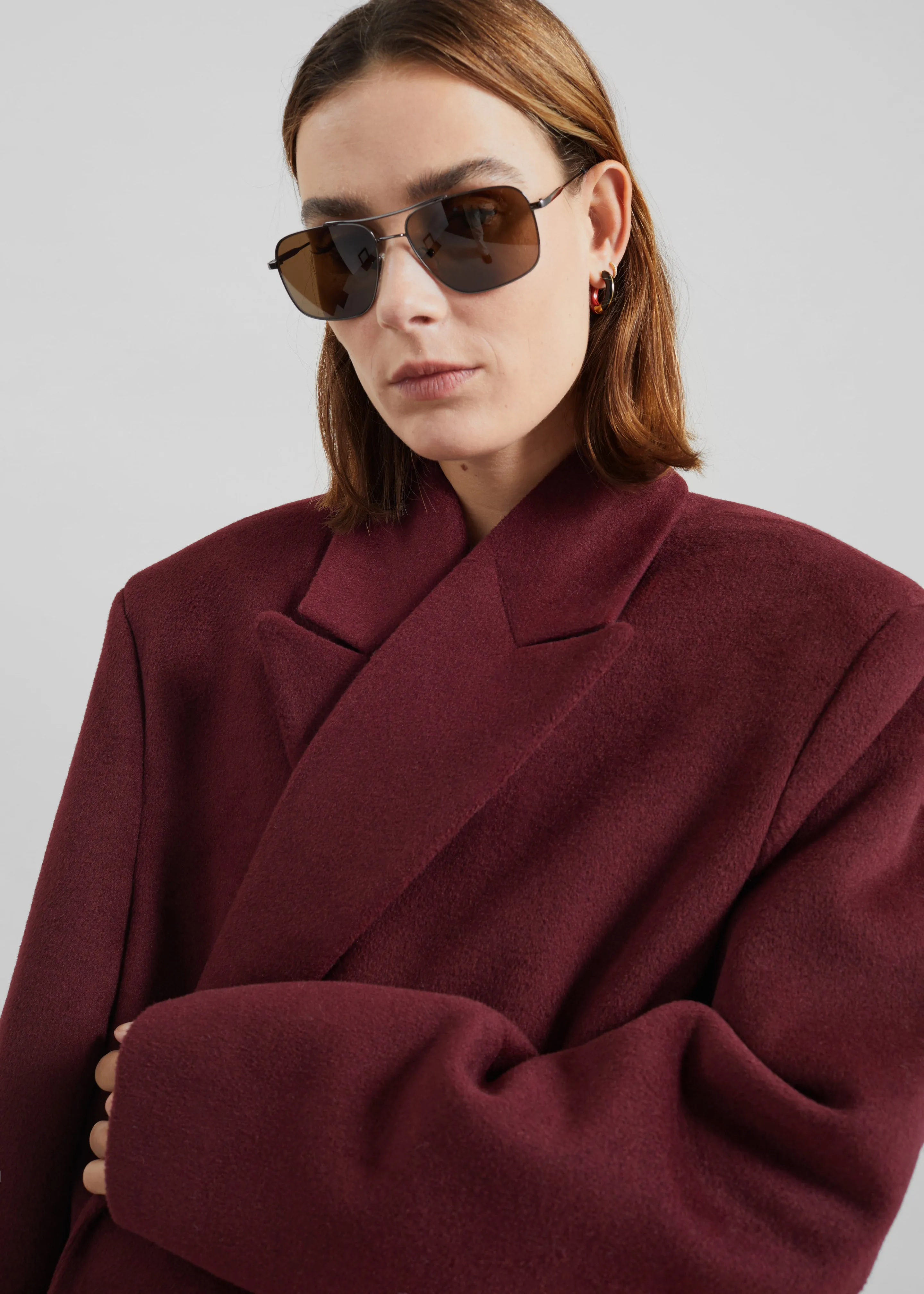 Skaila Double-Breasted Coat - Burgundy sold by Frankie Shop product image thumbnail 4