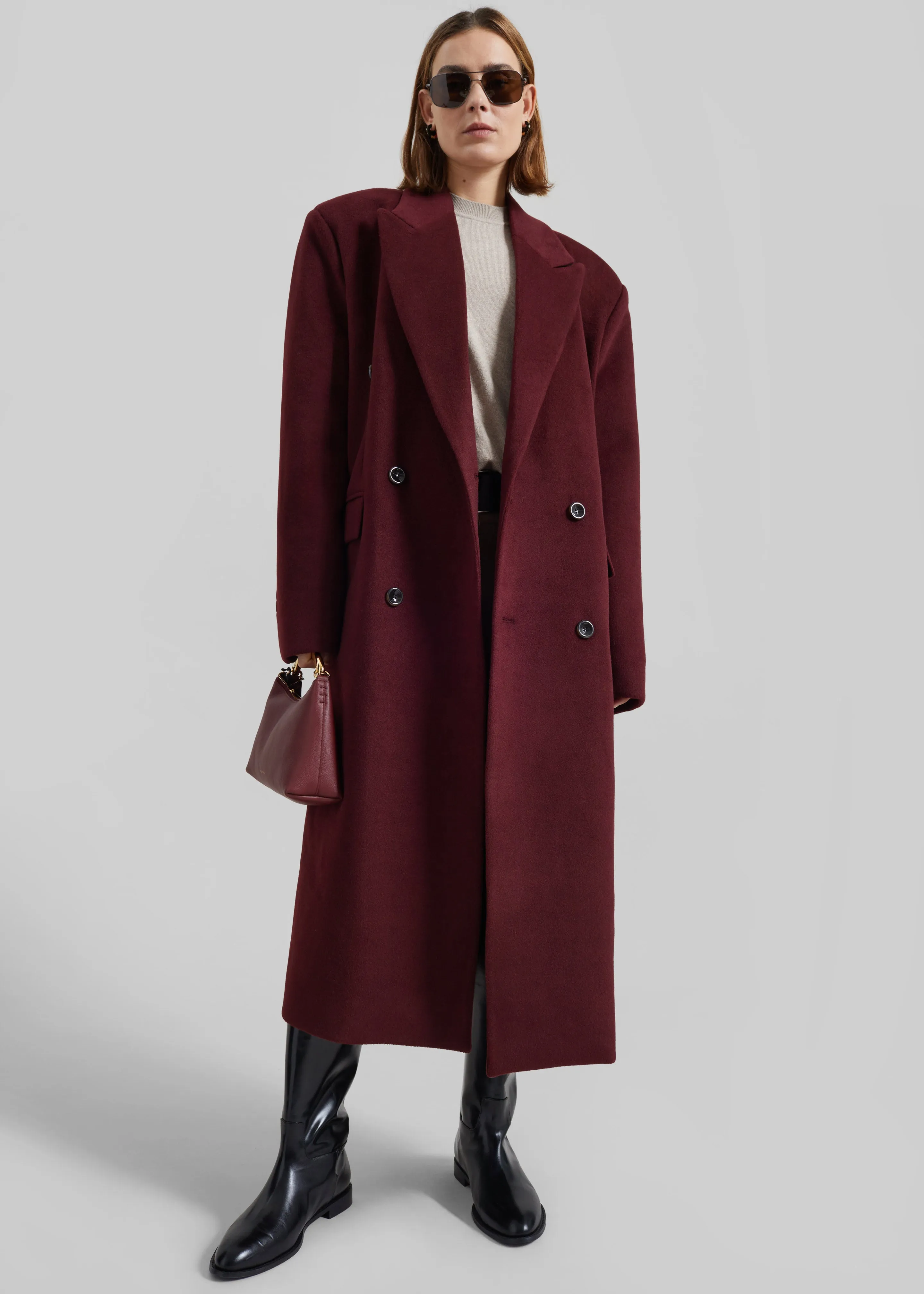 Skaila Double-Breasted Coat - Burgundy sold by Frankie Shop product image thumbnail 2