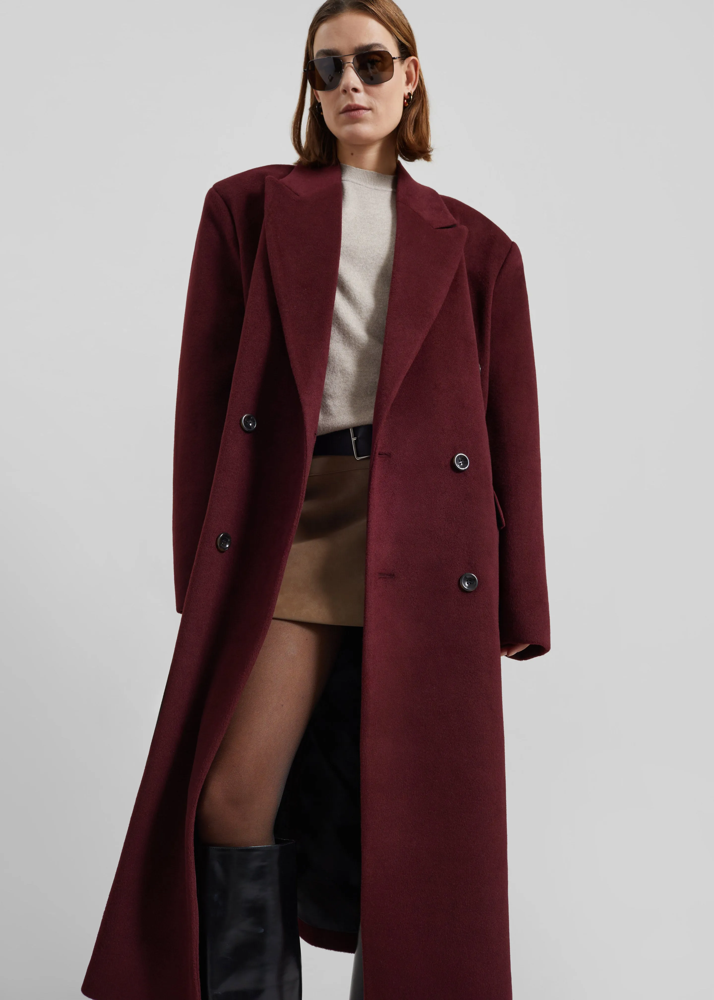 Skaila Double-Breasted Coat - Burgundy sold by Frankie Shop product image thumbnail 3