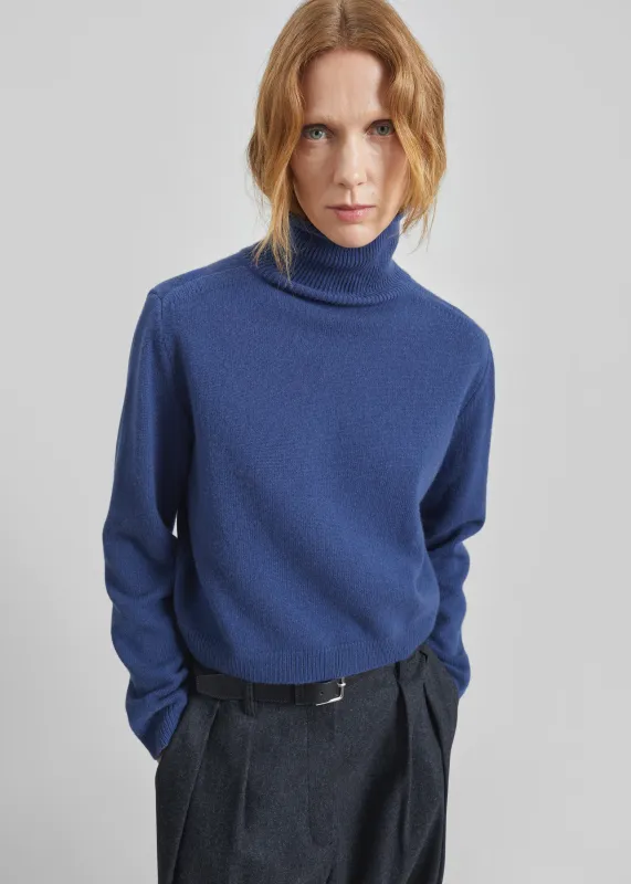 Grenaa Wool Turtleneck Sweater - Blue made by Frankie Shop