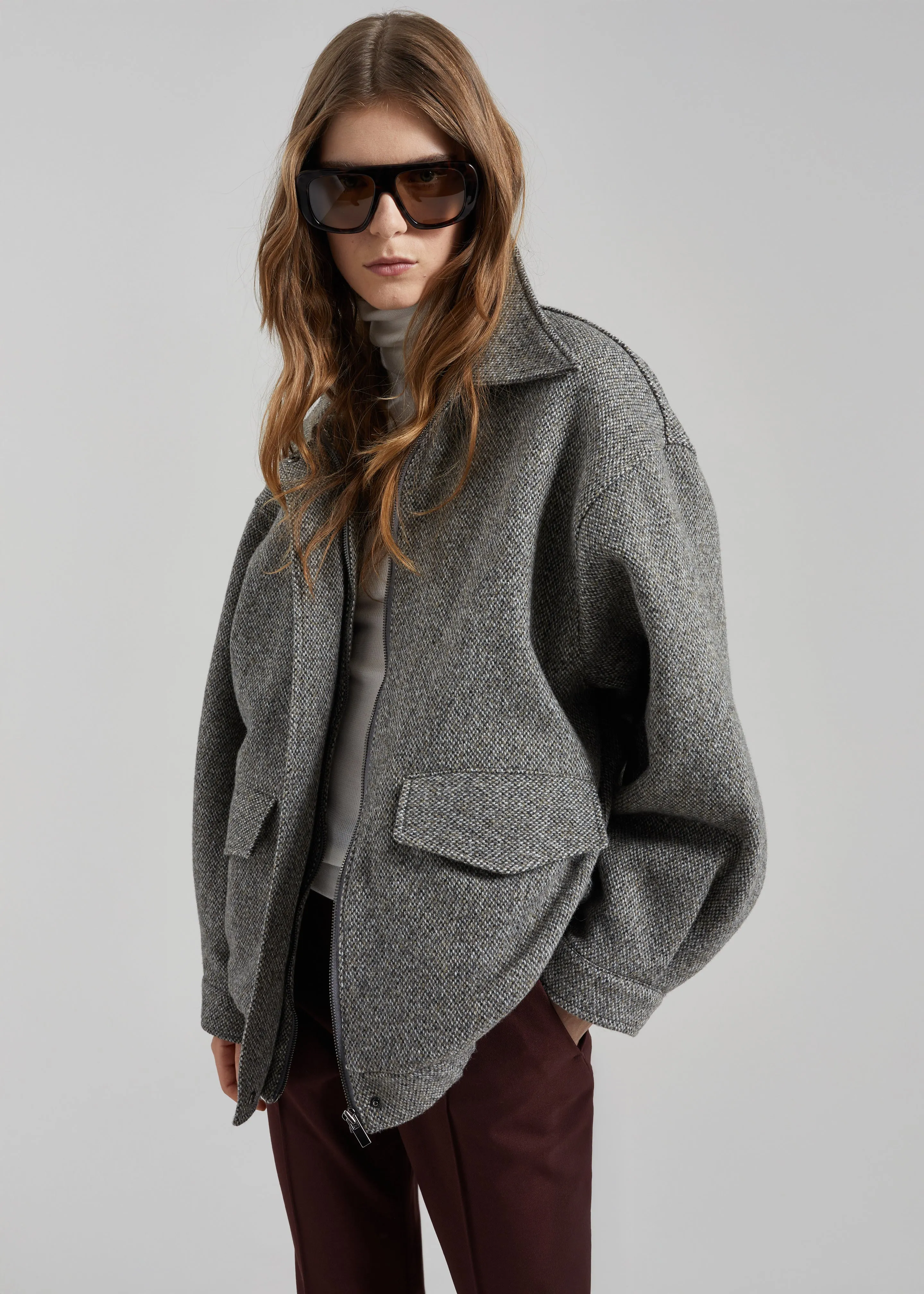 Vanves Wool Blouson Jacket - Grey Melange sold by Frankie Shop