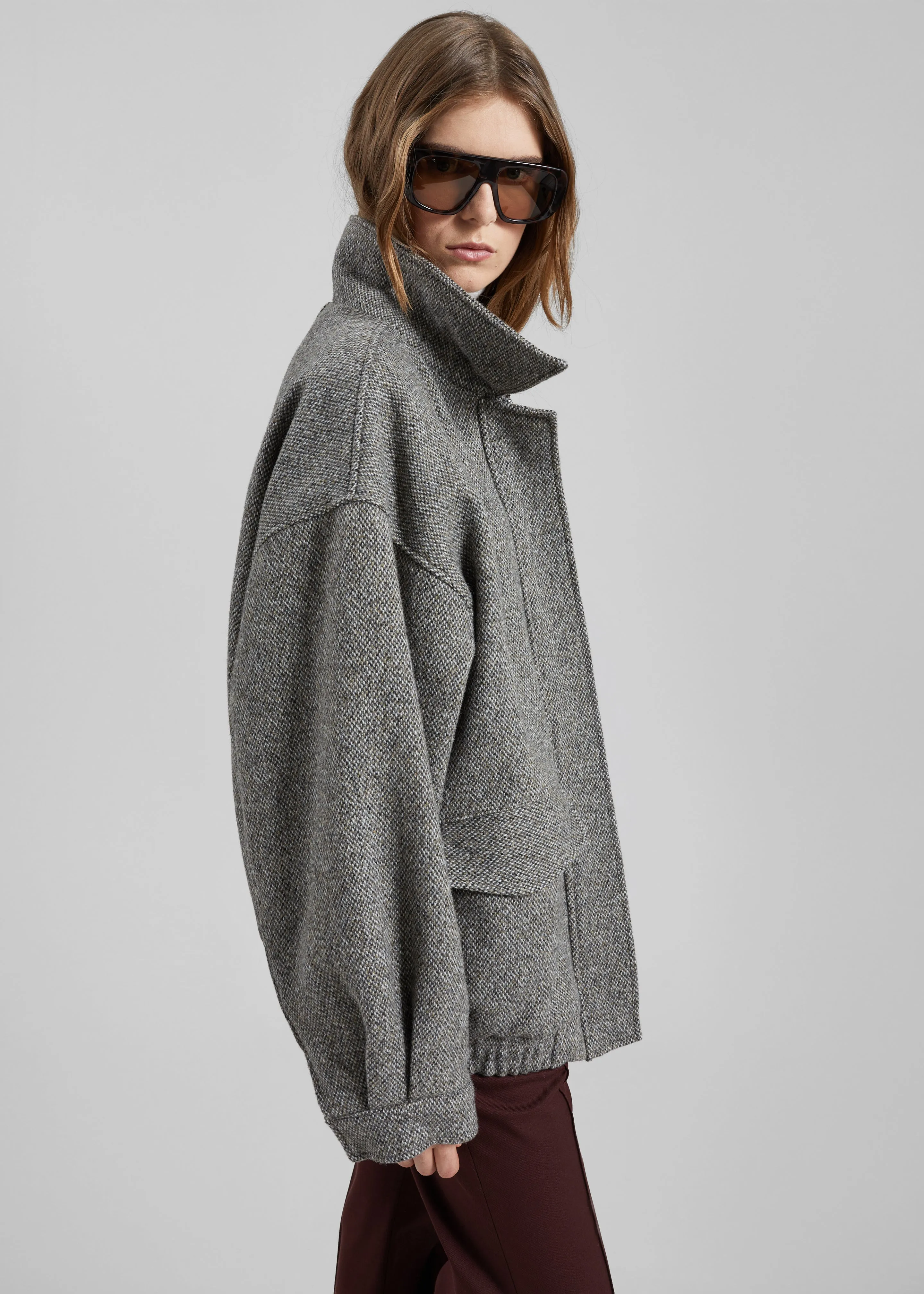 Vanves Wool Blouson Jacket - Grey Melange sold by Frankie Shop product image thumbnail 3