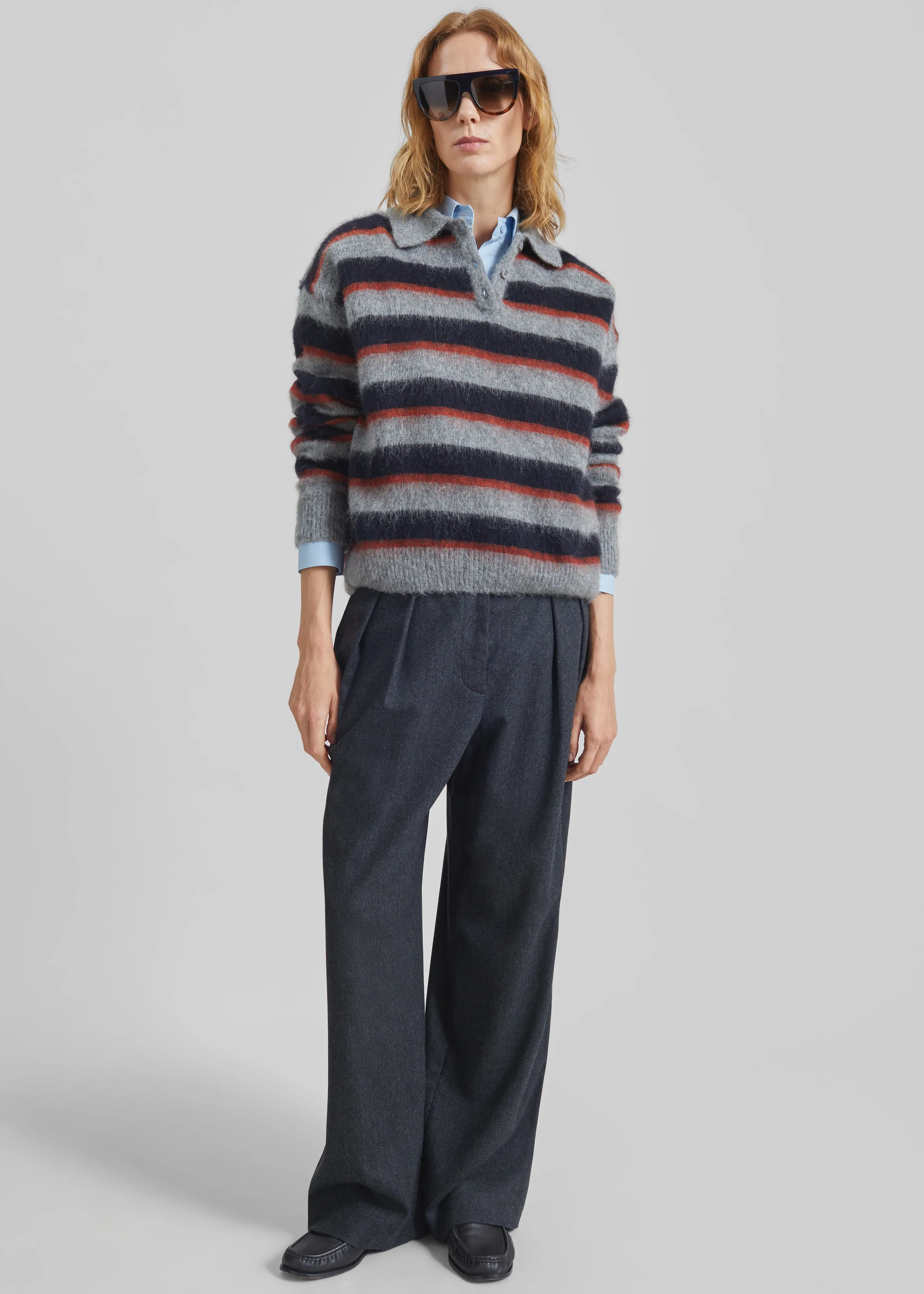 Sorlia Mohair Polo Sweater - Grey Multi Stripe sold by Frankie Shop product image thumbnail 3