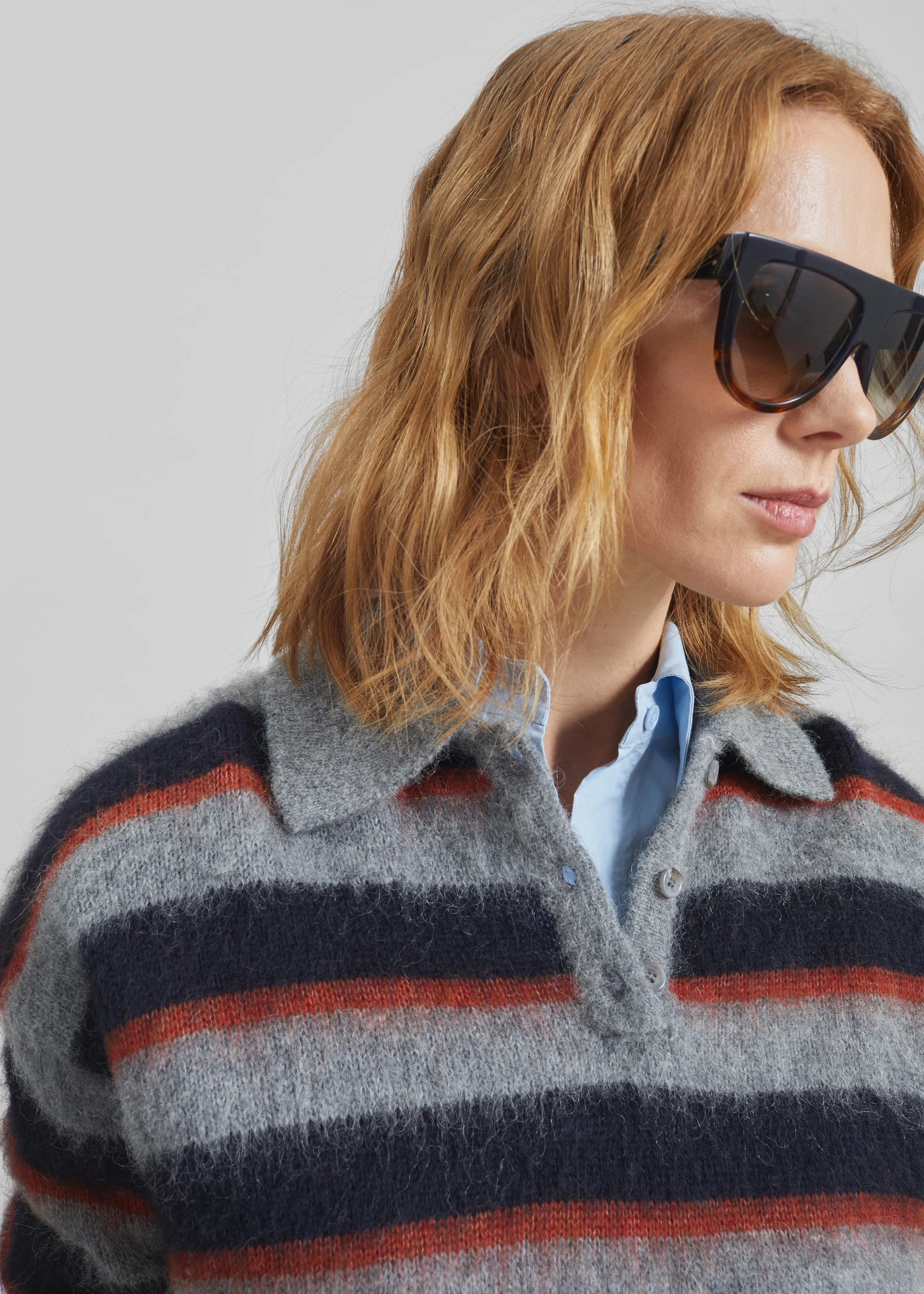 Sorlia Mohair Polo Sweater - Grey Multi Stripe sold by Frankie Shop product image thumbnail 2