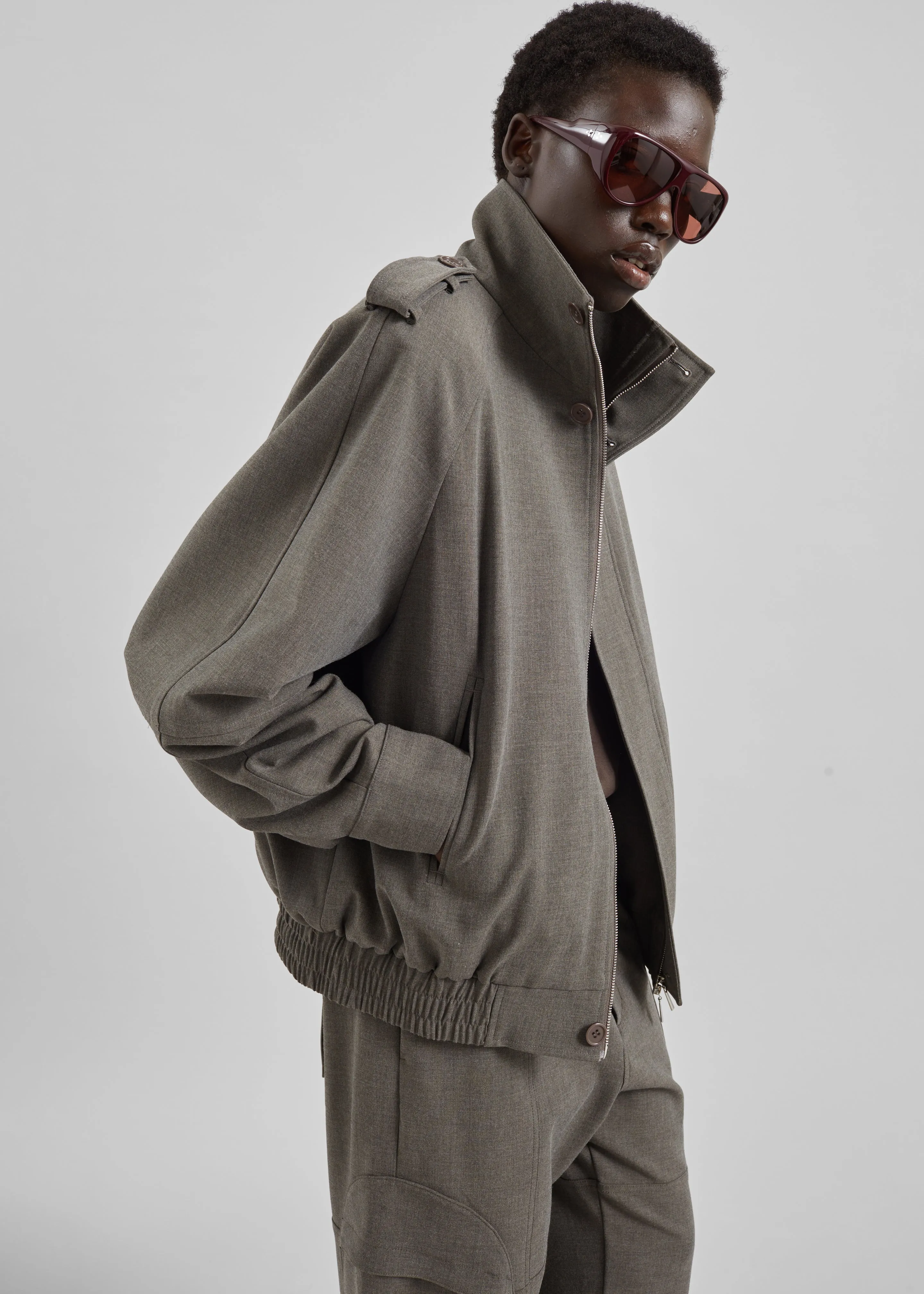 Kelly Padded Double Weave Blouson - Taupe Melange sold by Frankie Shop product image thumbnail 2