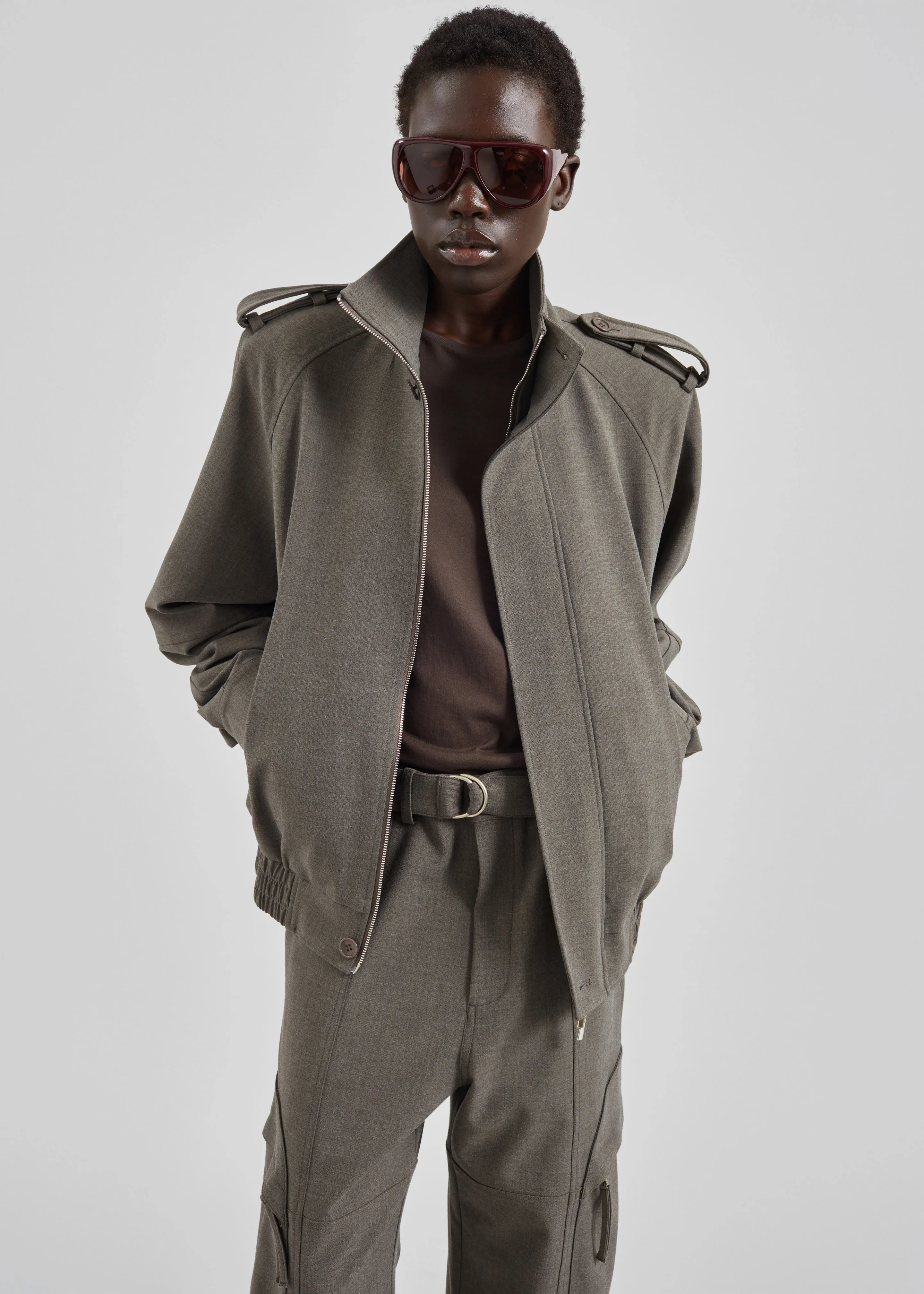 Kelly Padded Double Weave Blouson - Taupe Melange sold by Frankie Shop product image thumbnail 5