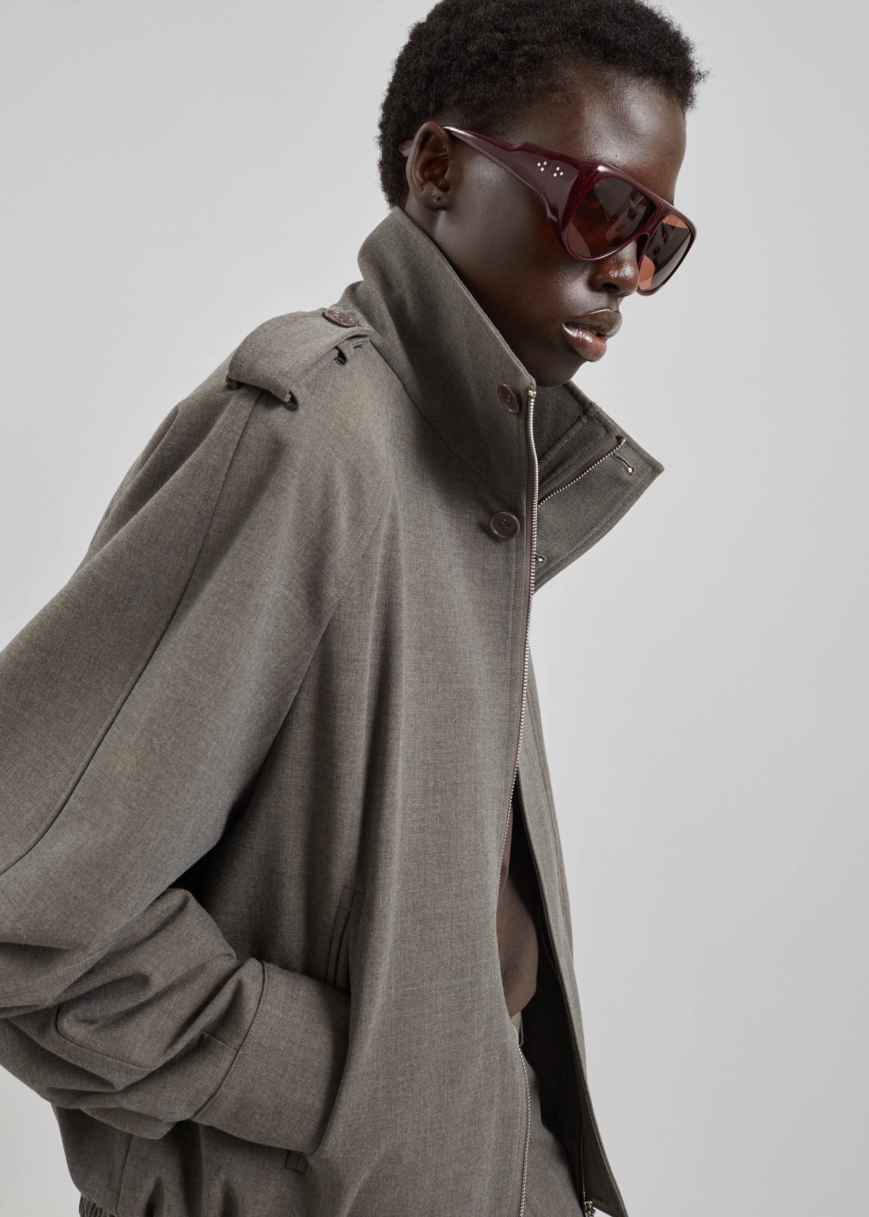 Kelly Padded Double Weave Blouson - Taupe Melange sold by Frankie Shop product image thumbnail 3