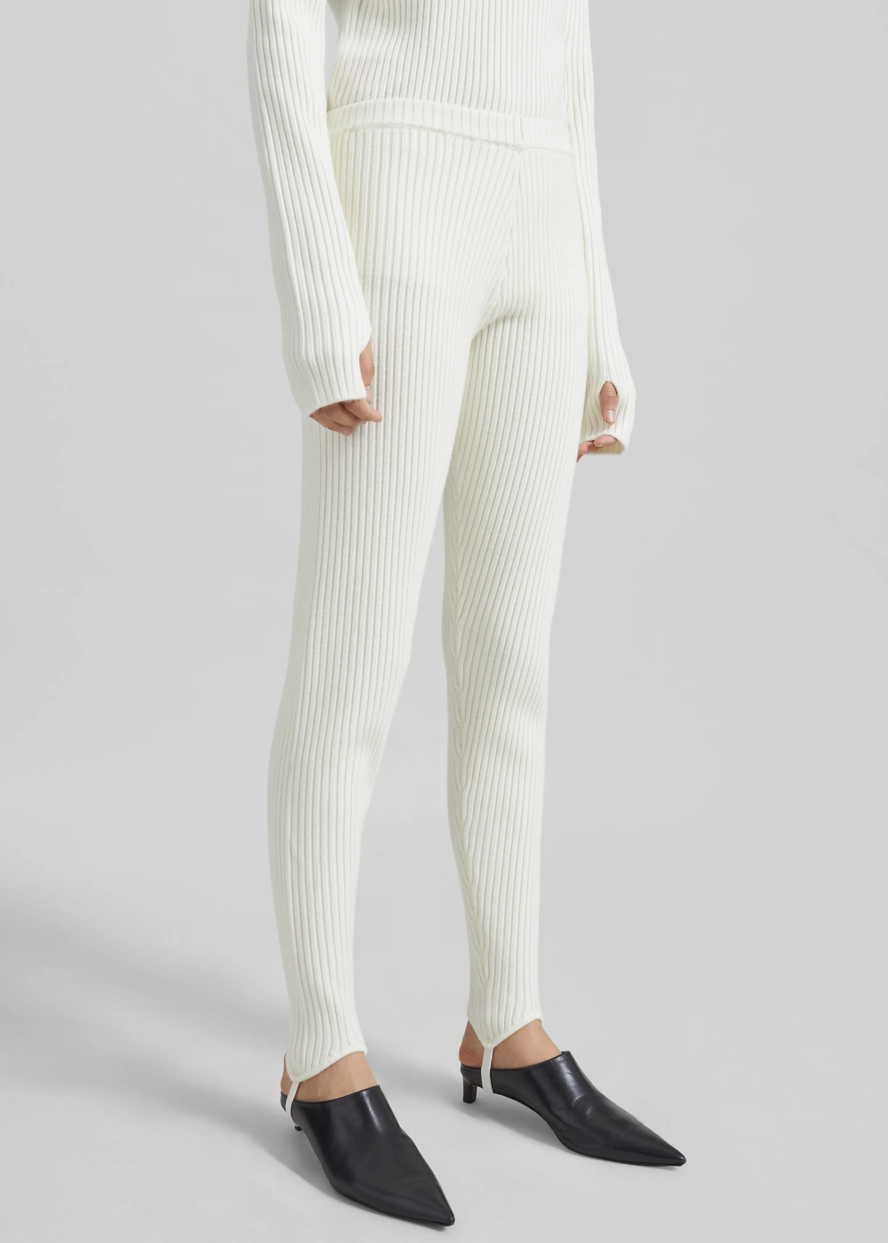 Piuma Knit Stirrup Leggings - White sold by Frankie Shop product image thumbnail 3