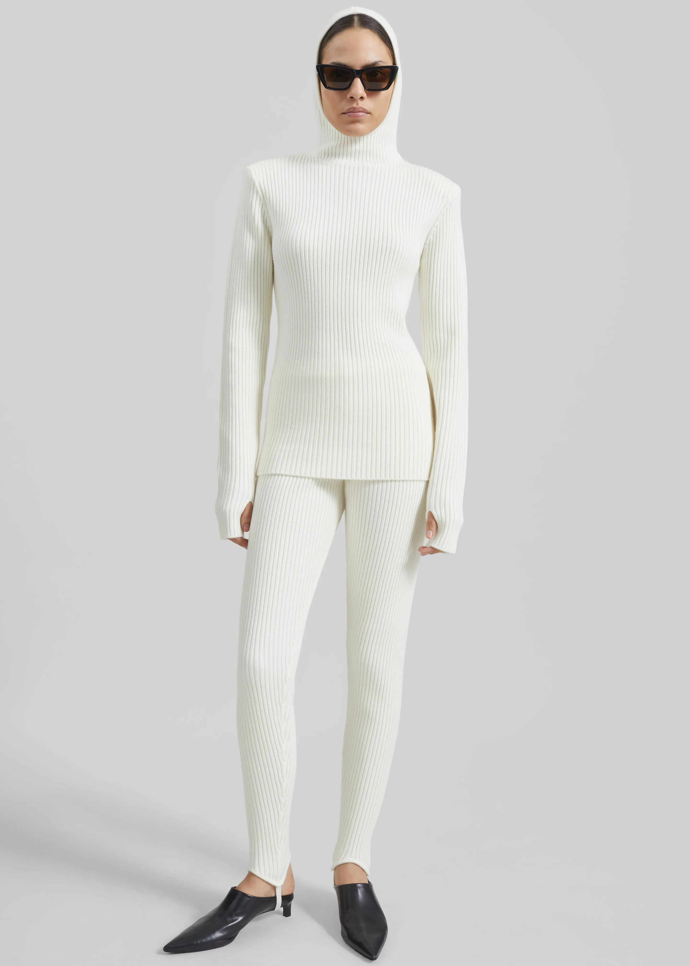 Piuma Knit Stirrup Leggings - White sold by Frankie Shop product image thumbnail 4