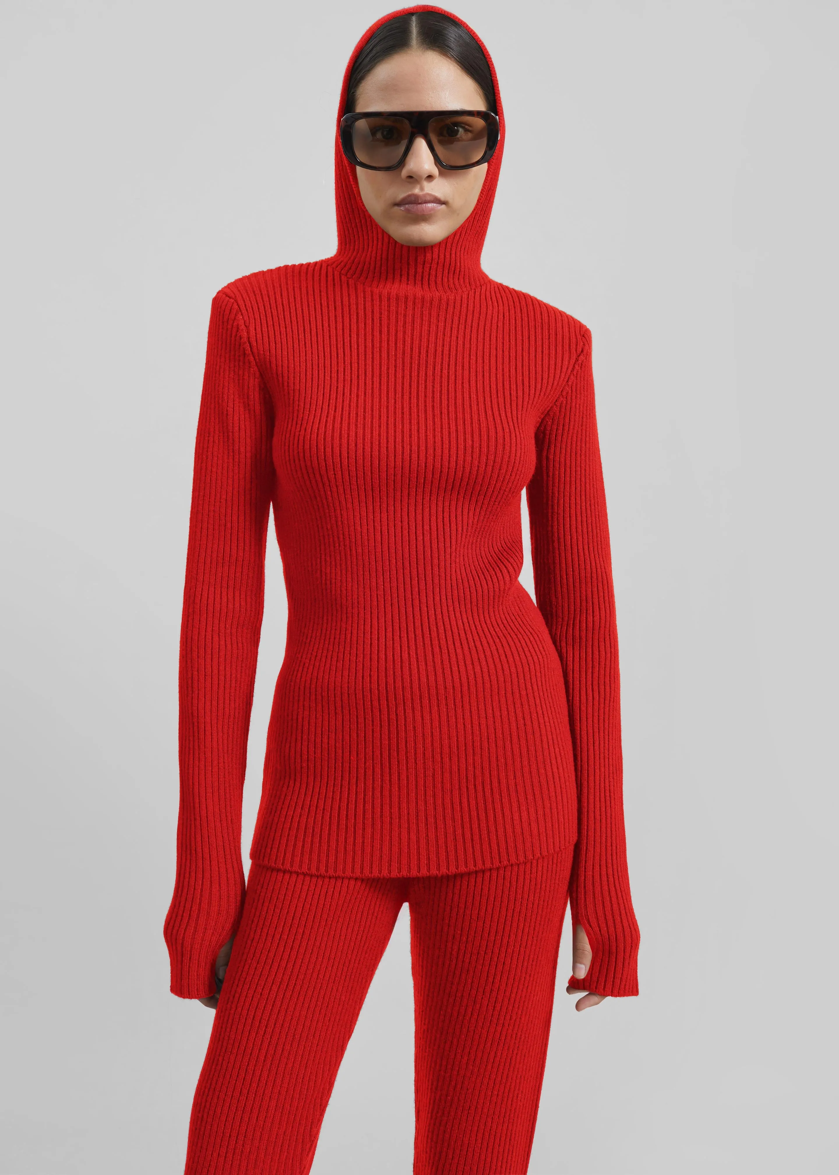Larice Hooded Knit Top - Red sold by Frankie Shop product image thumbnail 5