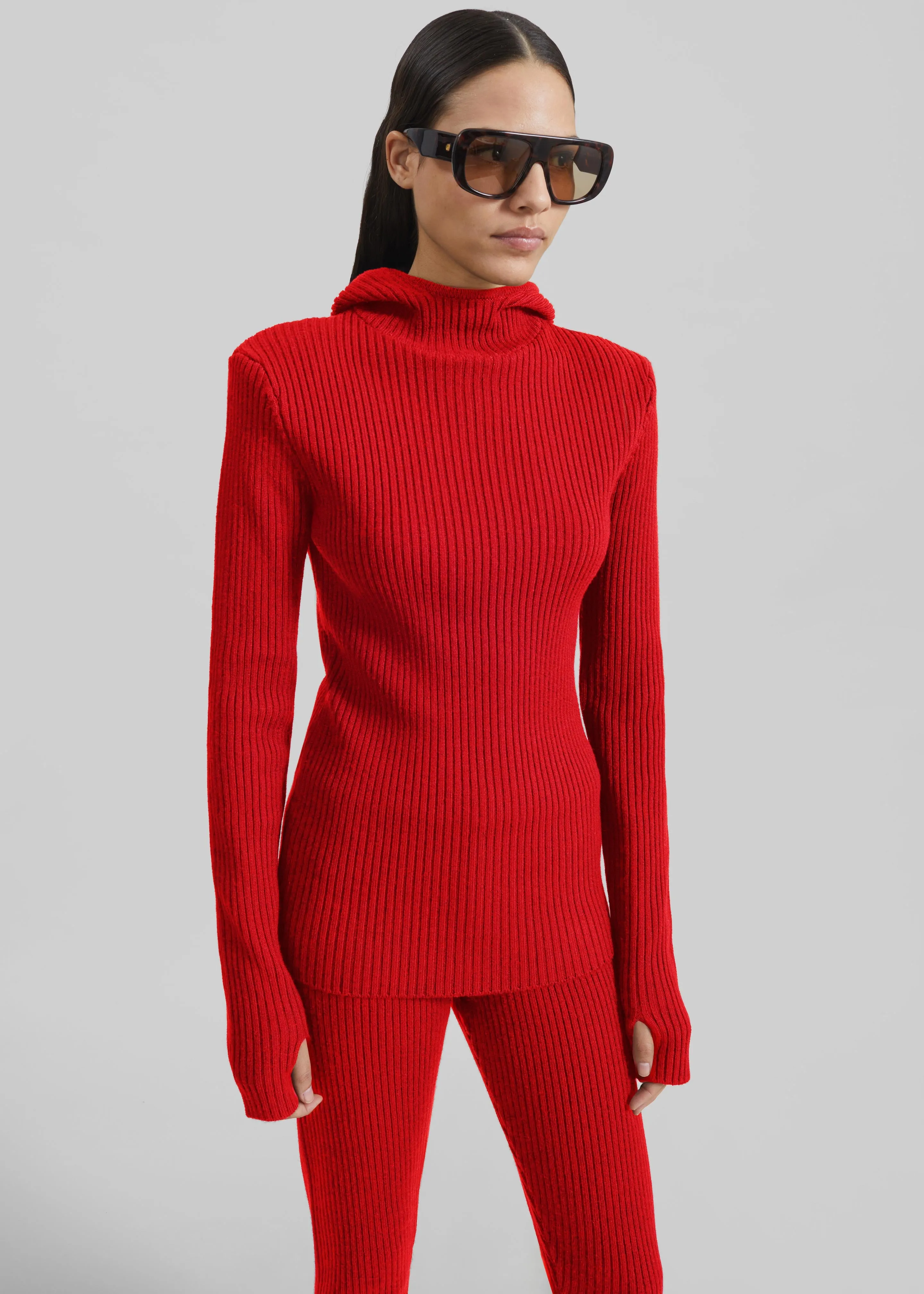 Larice Hooded Knit Top - Red sold by Frankie Shop product image thumbnail 3