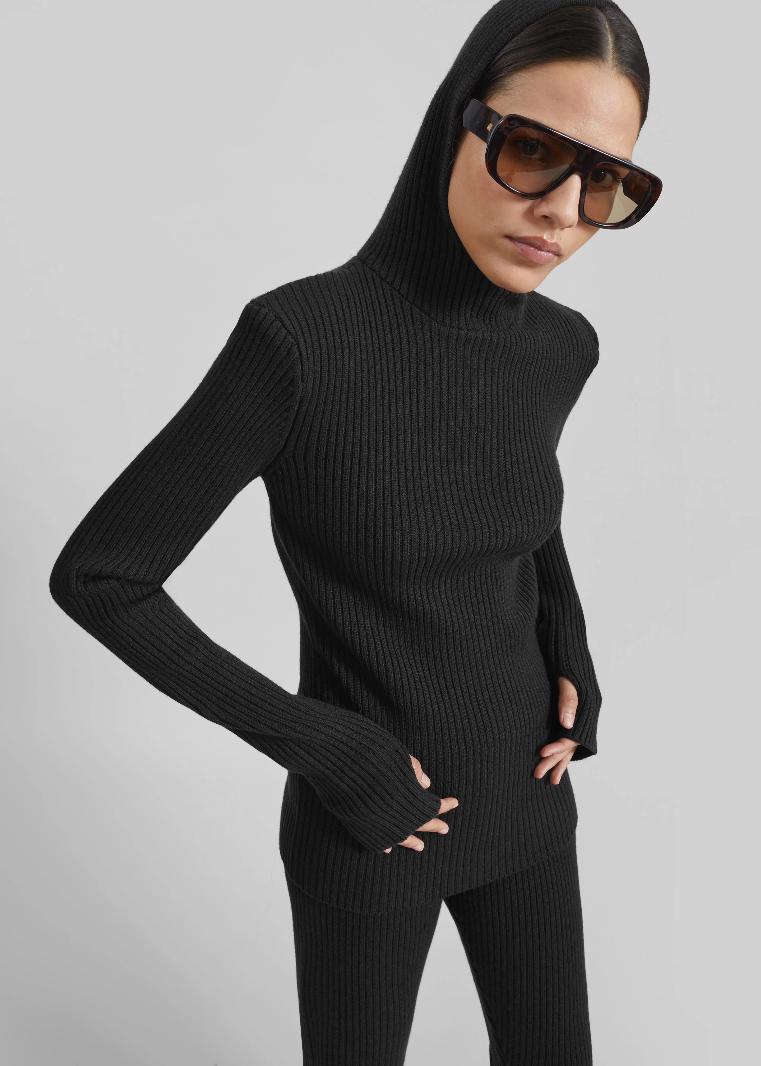 Larice Hooded Knit Top - Black sold by Frankie Shop product image thumbnail 4
