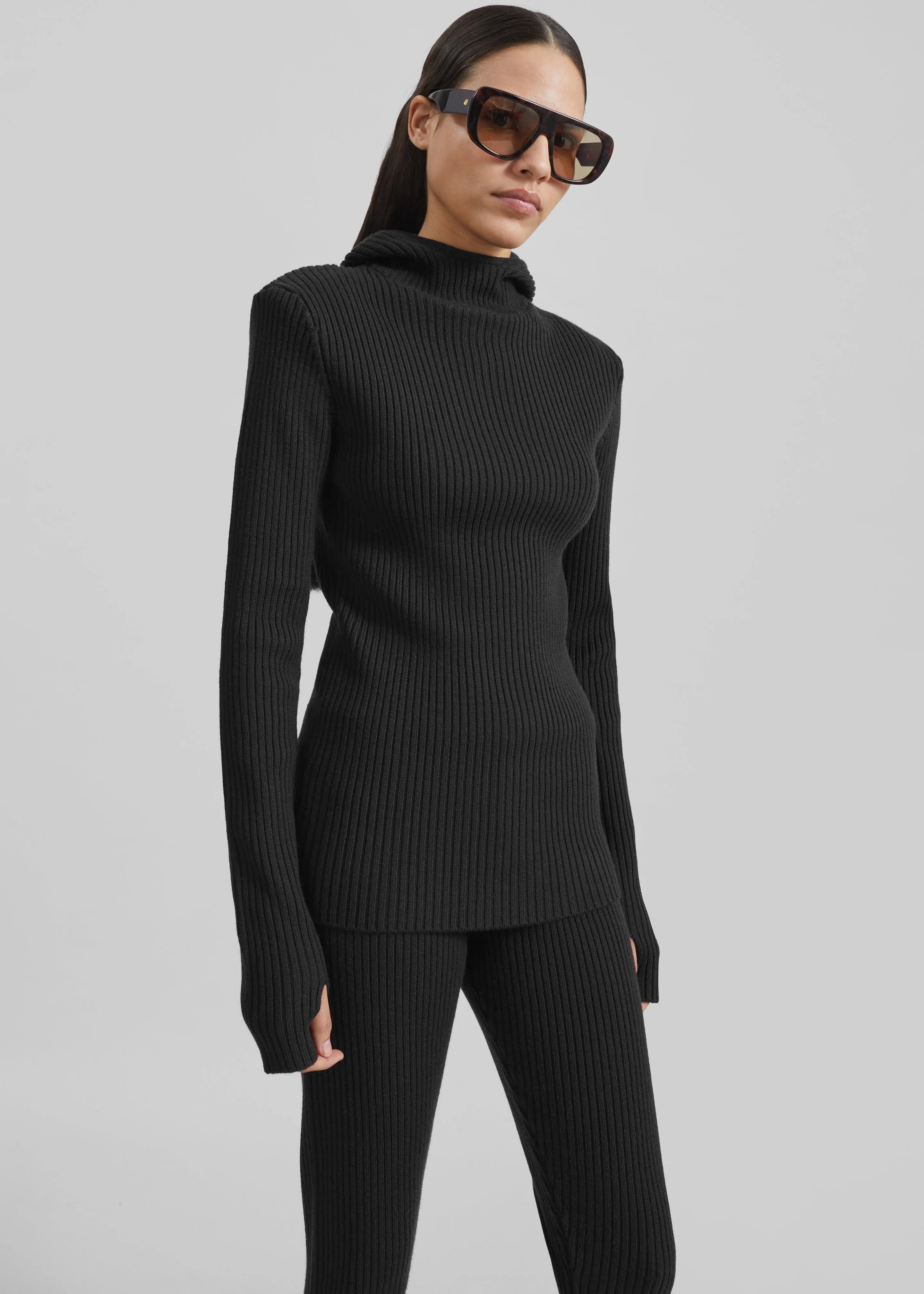 Larice Hooded Knit Top - Black sold by Frankie Shop product image thumbnail 5