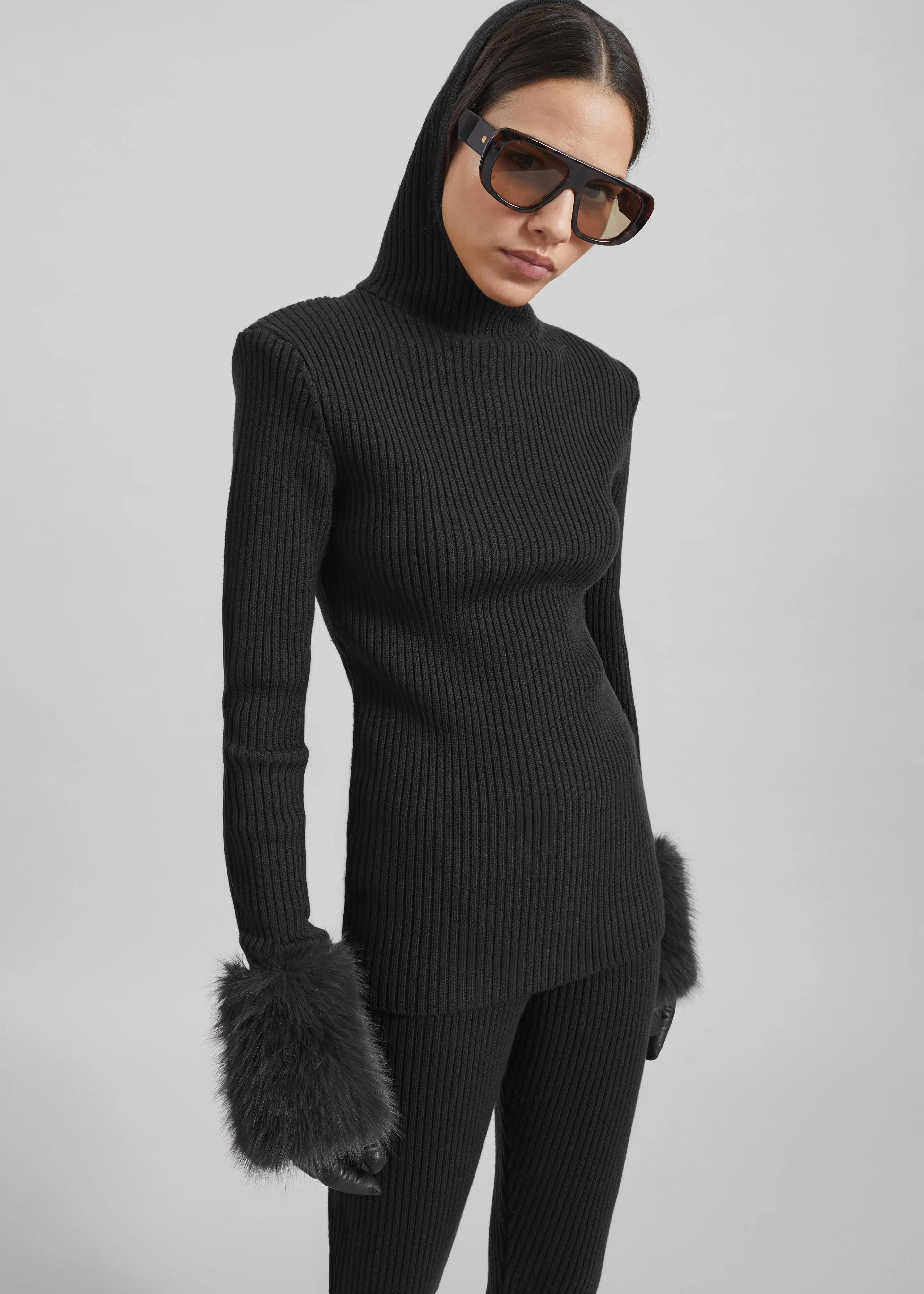 Larice Hooded Knit Top - Black sold by Frankie Shop