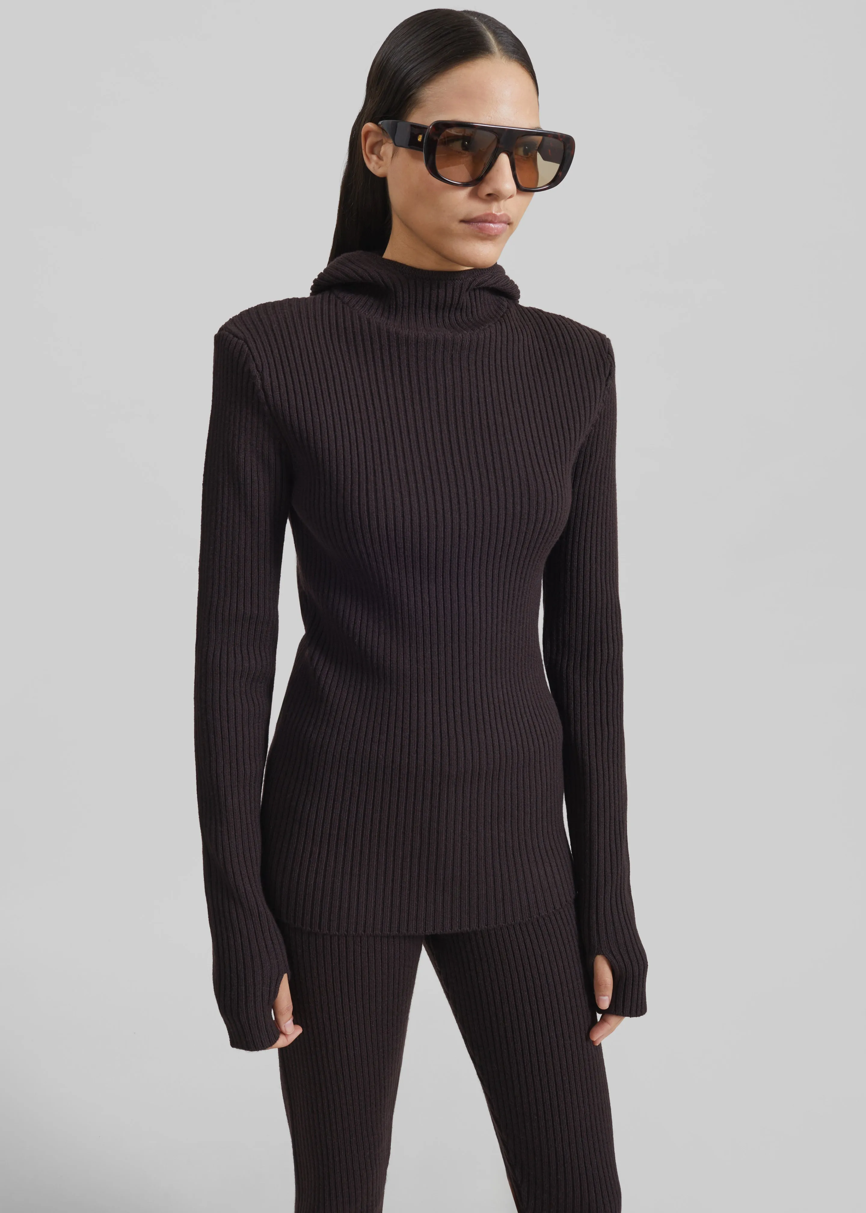 Larice Hooded Knit Top - Brown sold by Frankie Shop product image thumbnail 3