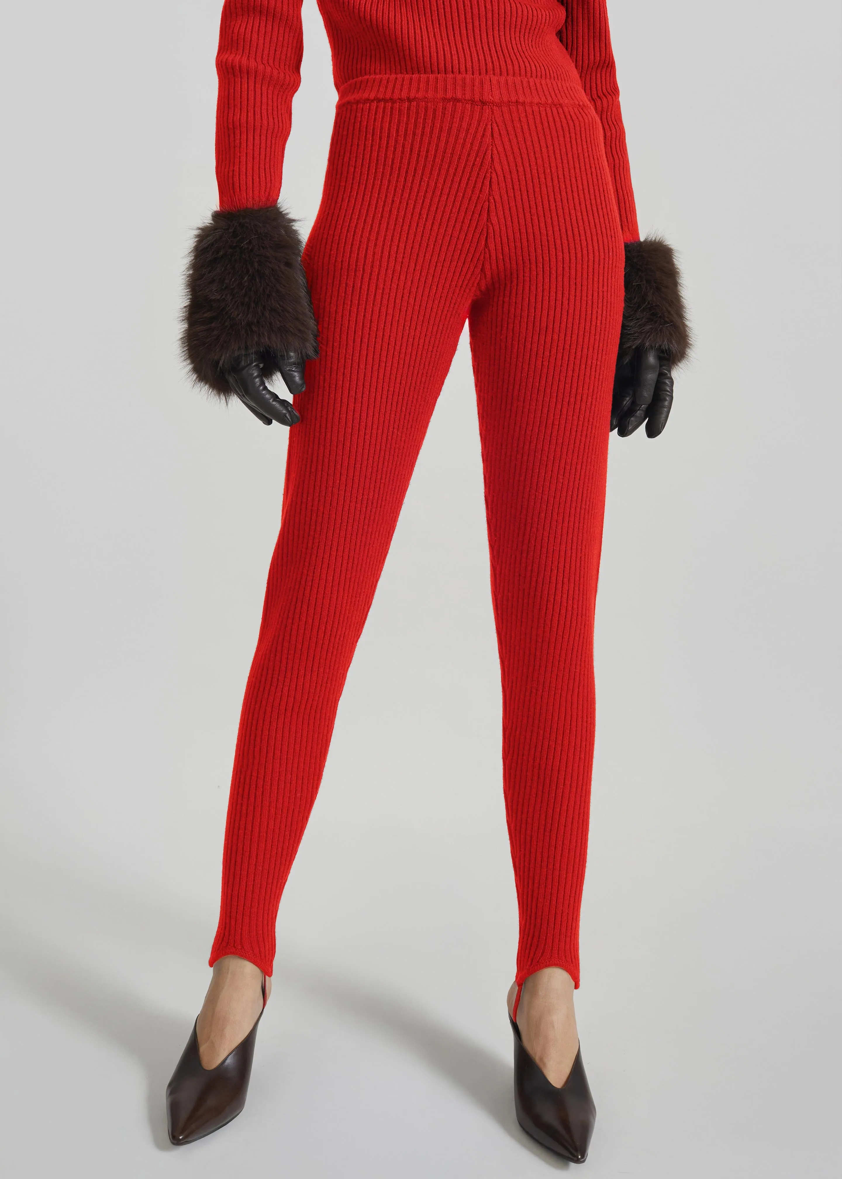 Piuma Knit Stirrup Leggings - Red sold by Frankie Shop product image thumbnail 3