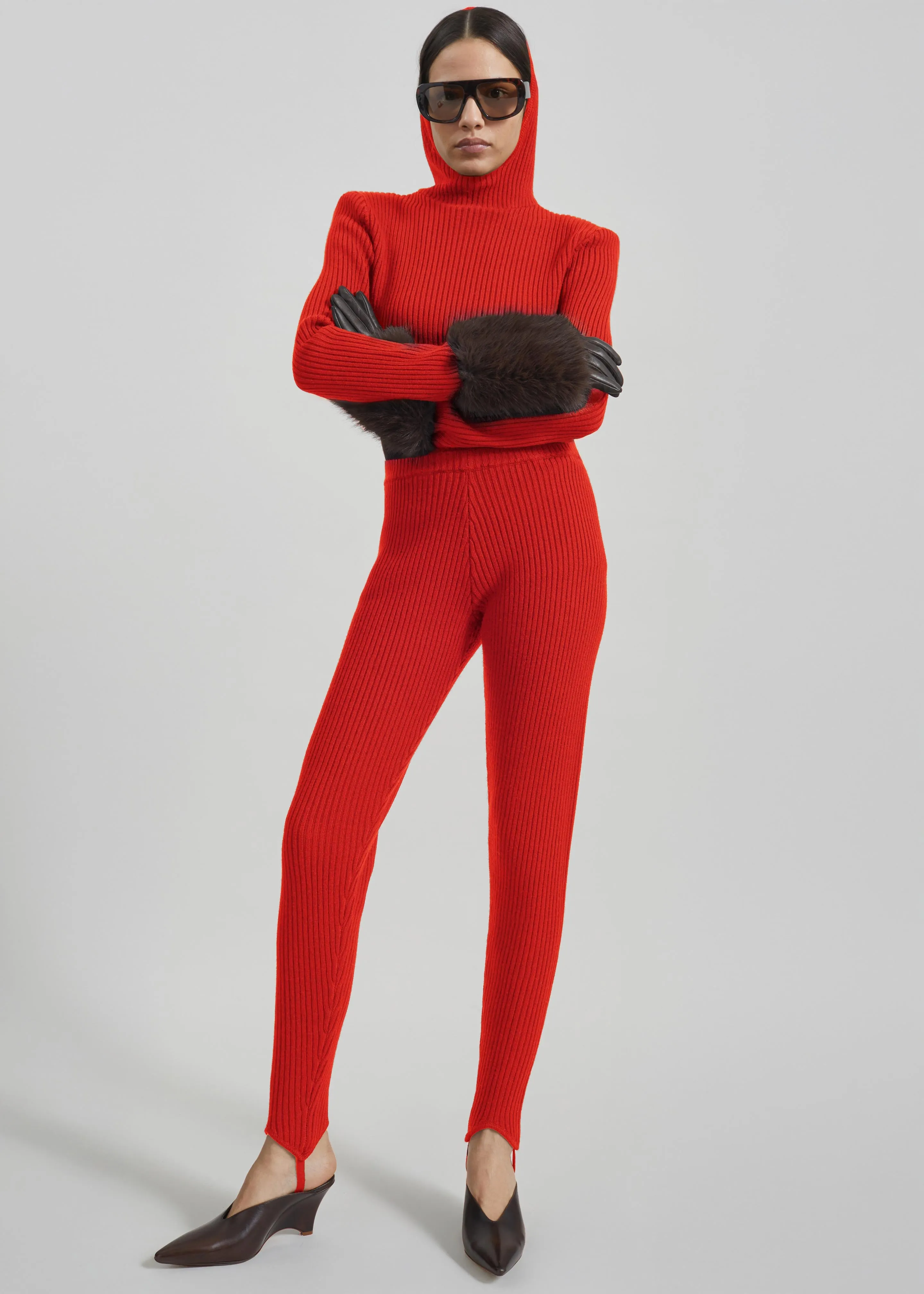 Piuma Knit Stirrup Leggings - Red sold by Frankie Shop product image thumbnail 2