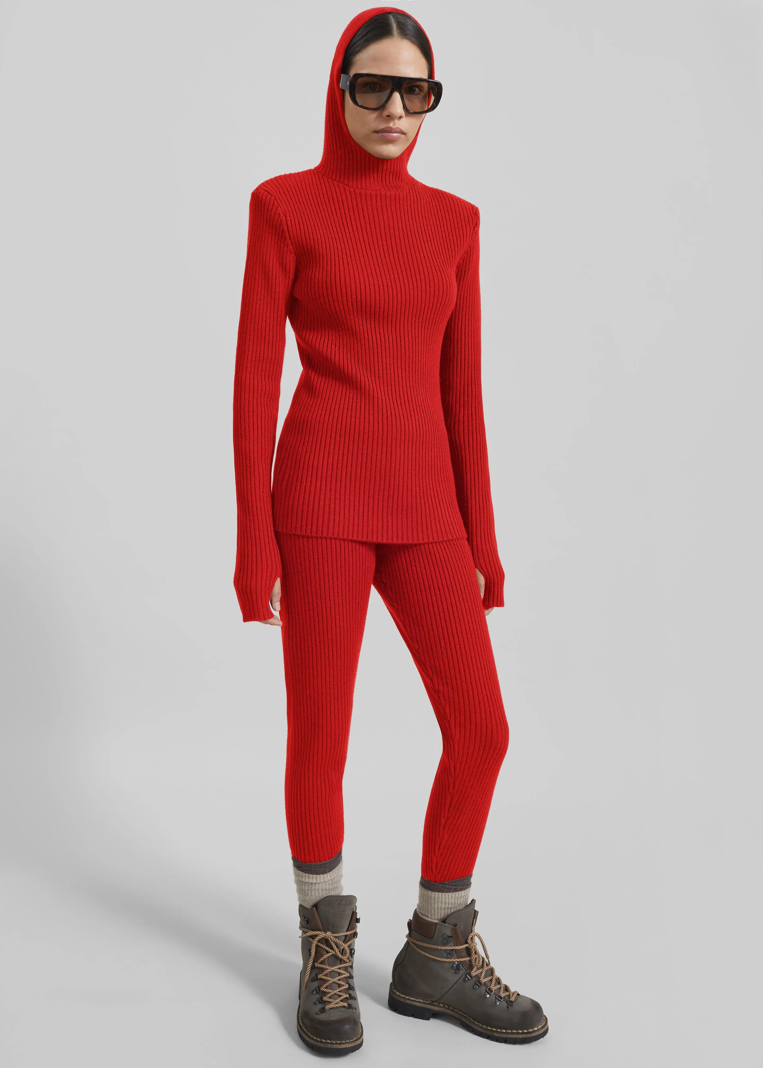 Piuma Knit Stirrup Leggings - Red sold by Frankie Shop product image thumbnail 4