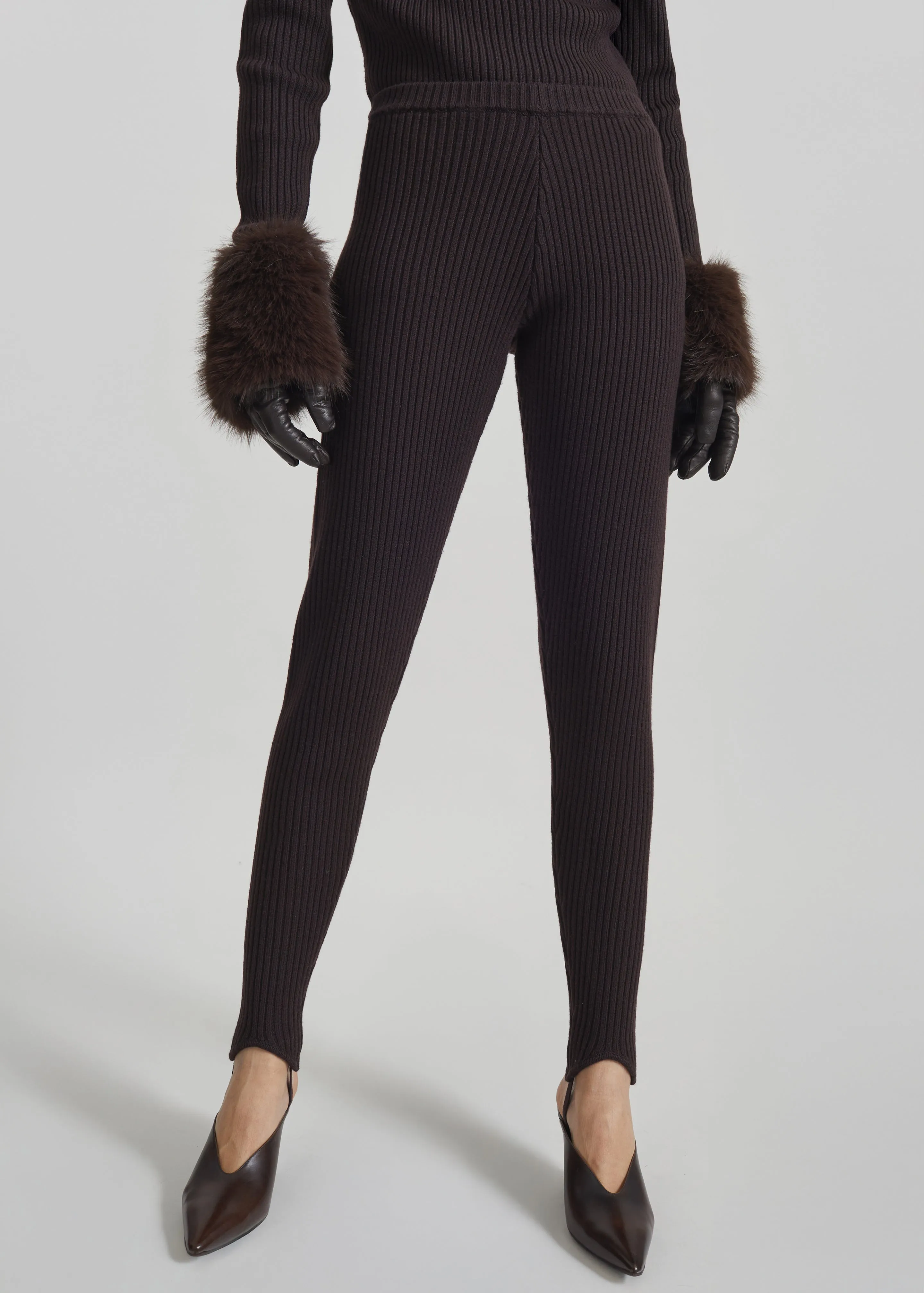 Piuma Knit Stirrup Leggings - Brown sold by Frankie Shop product image thumbnail 3