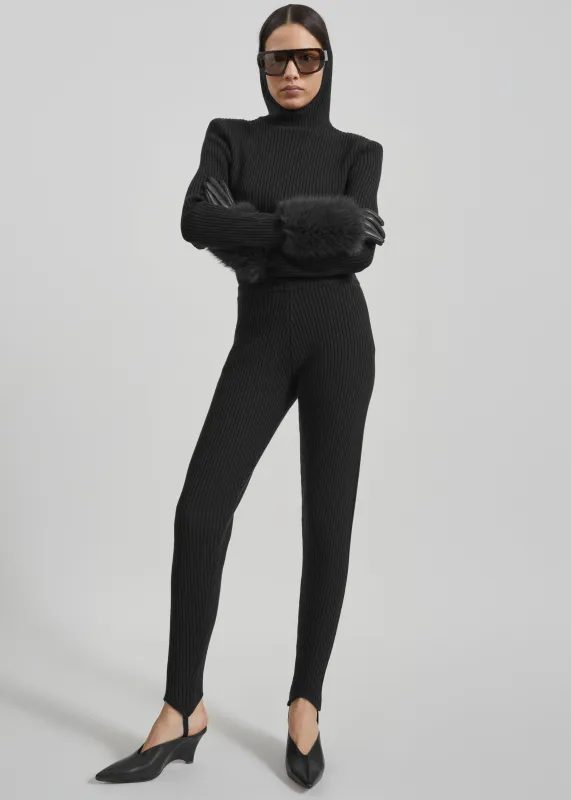 Piuma Knit Stirrup Leggings - Black made by Frankie Shop