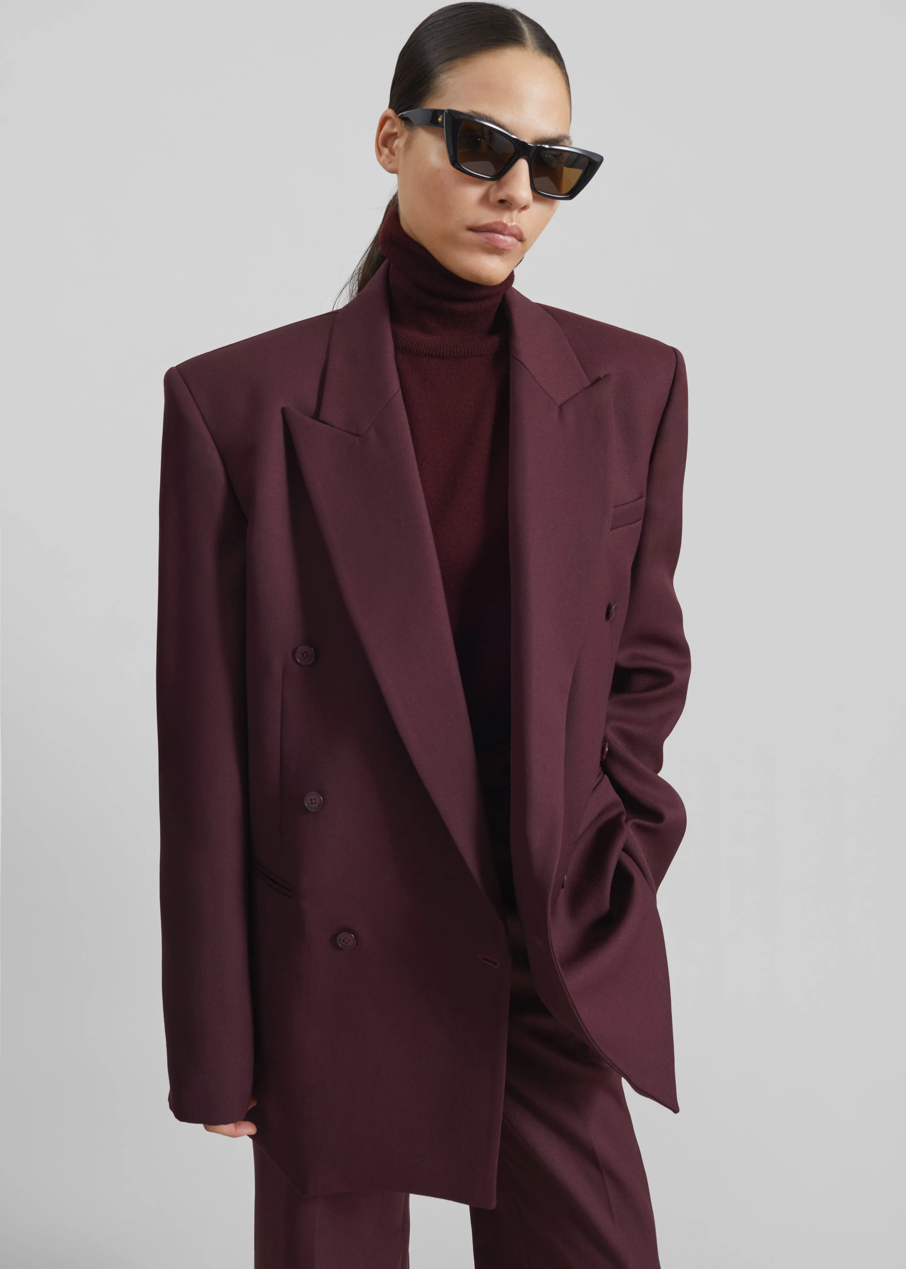 Monterey Structured Wool Blazer - Burgundy sold by Frankie Shop product image thumbnail 4