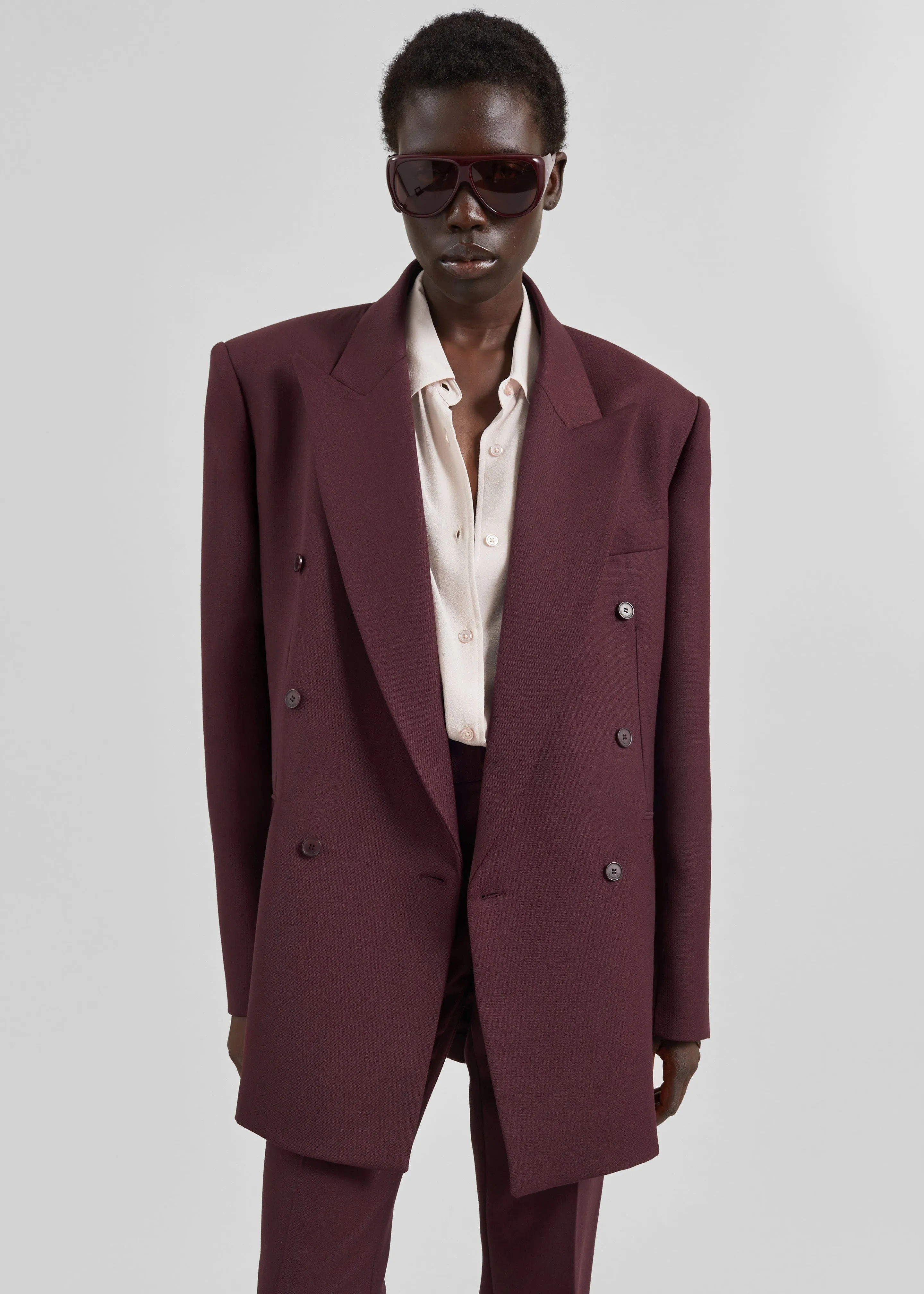Monterey Structured Wool Blazer - Burgundy sold by Frankie Shop product image thumbnail 3