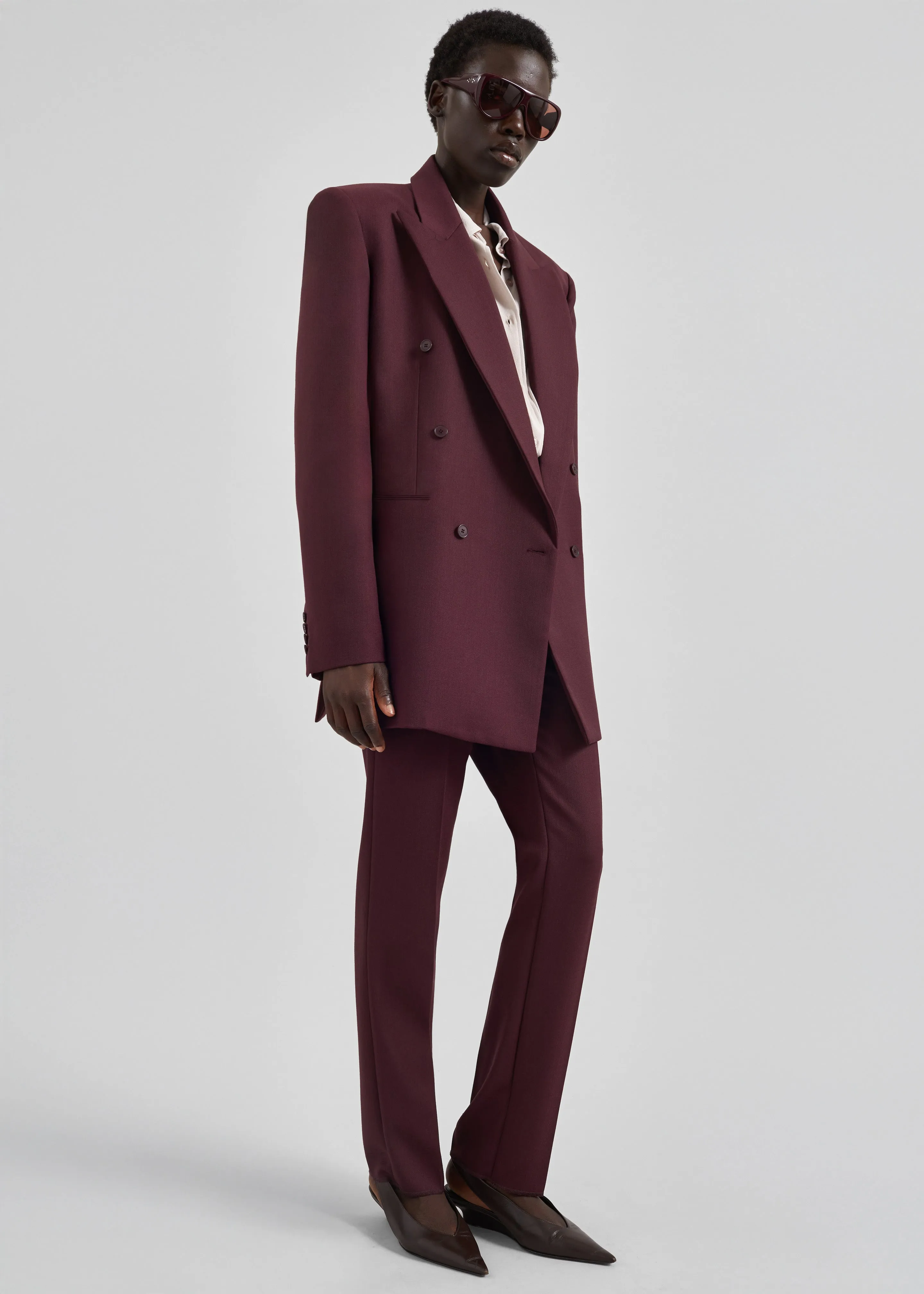 Monterey Structured Wool Blazer - Burgundy sold by Frankie Shop product image thumbnail 2