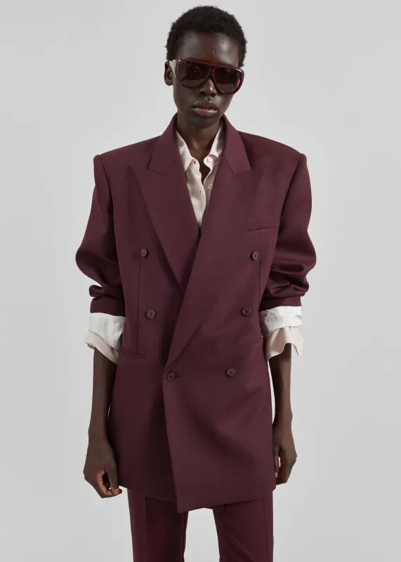 Monterey Structured Wool Blazer - Burgundy made by Frankie Shop