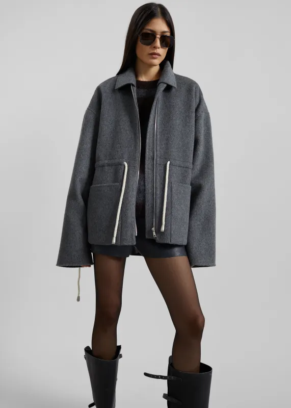 Lemvig Wool Drawstring Jacket - Grey sold by Frankie Shop