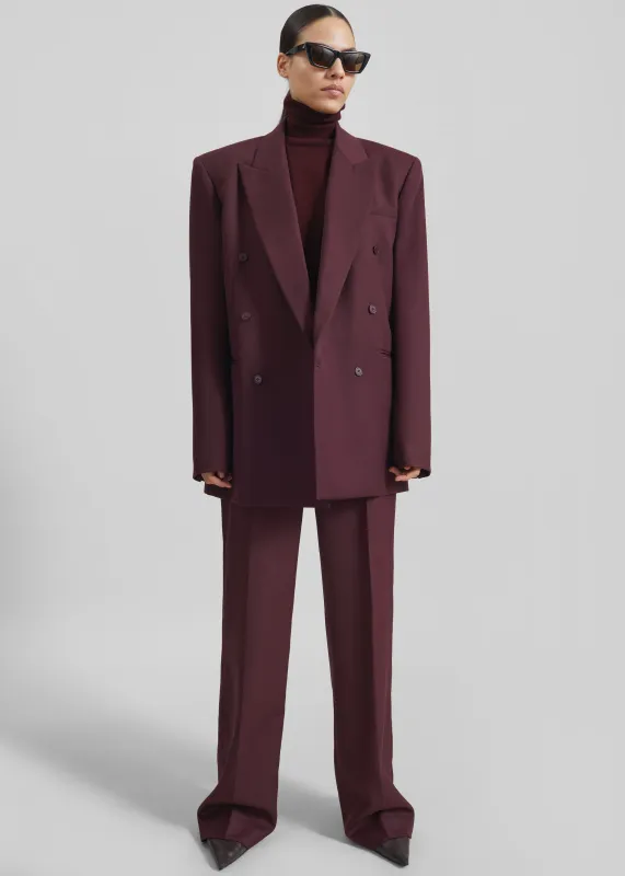 Lenora Wool Straight Trousers - Burgundy made by Frankie Shop